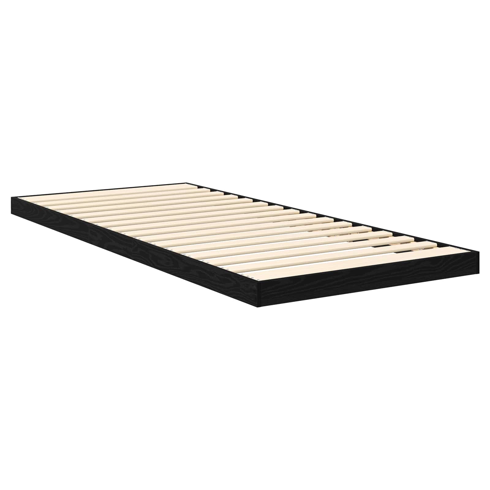 Bodenbettrahmen Schwarz Eichen-Optik 80 x 200 cm Holzwerkstoff