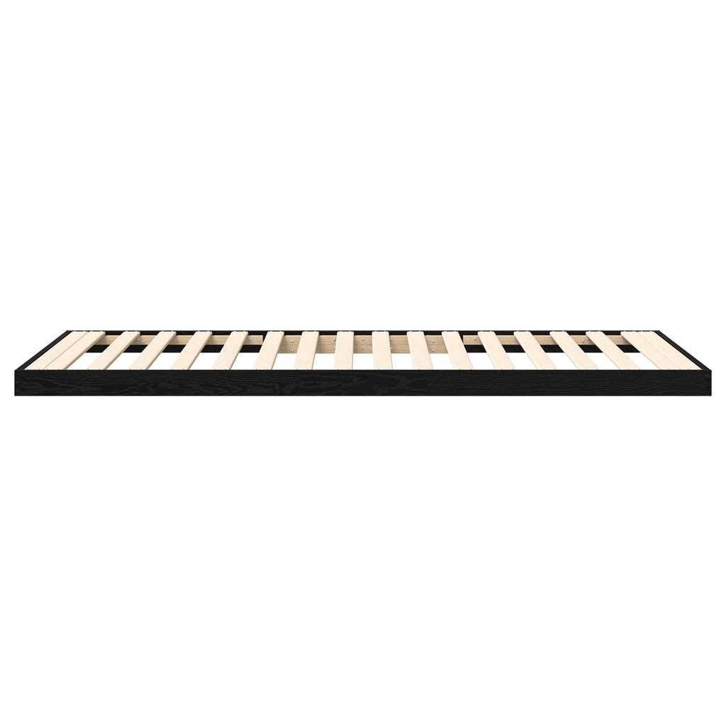 Bodenbettrahmen Schwarz Eichen-Optik 80 x 200 cm Holzwerkstoff
