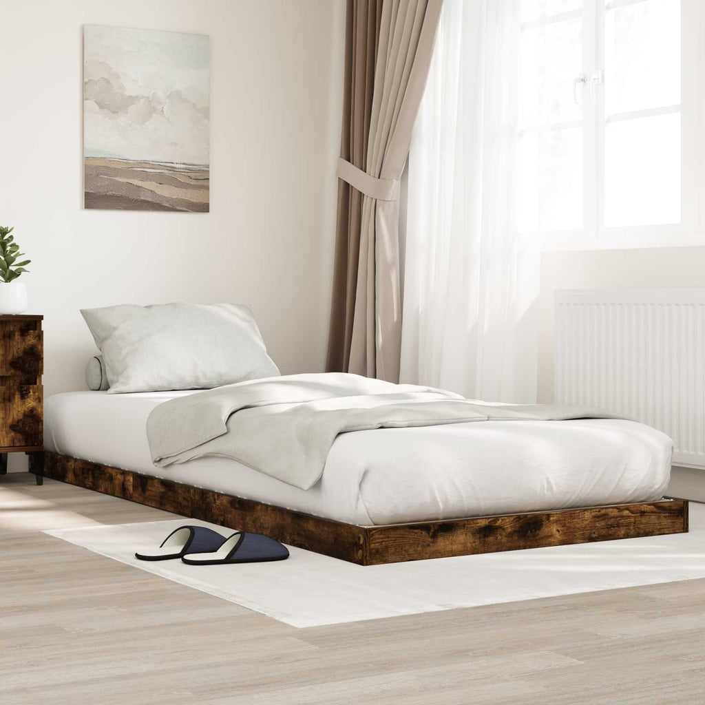 Bodenbettrahmen Geräucherte Eiche 80 x 200 cm Holzwerkstoff