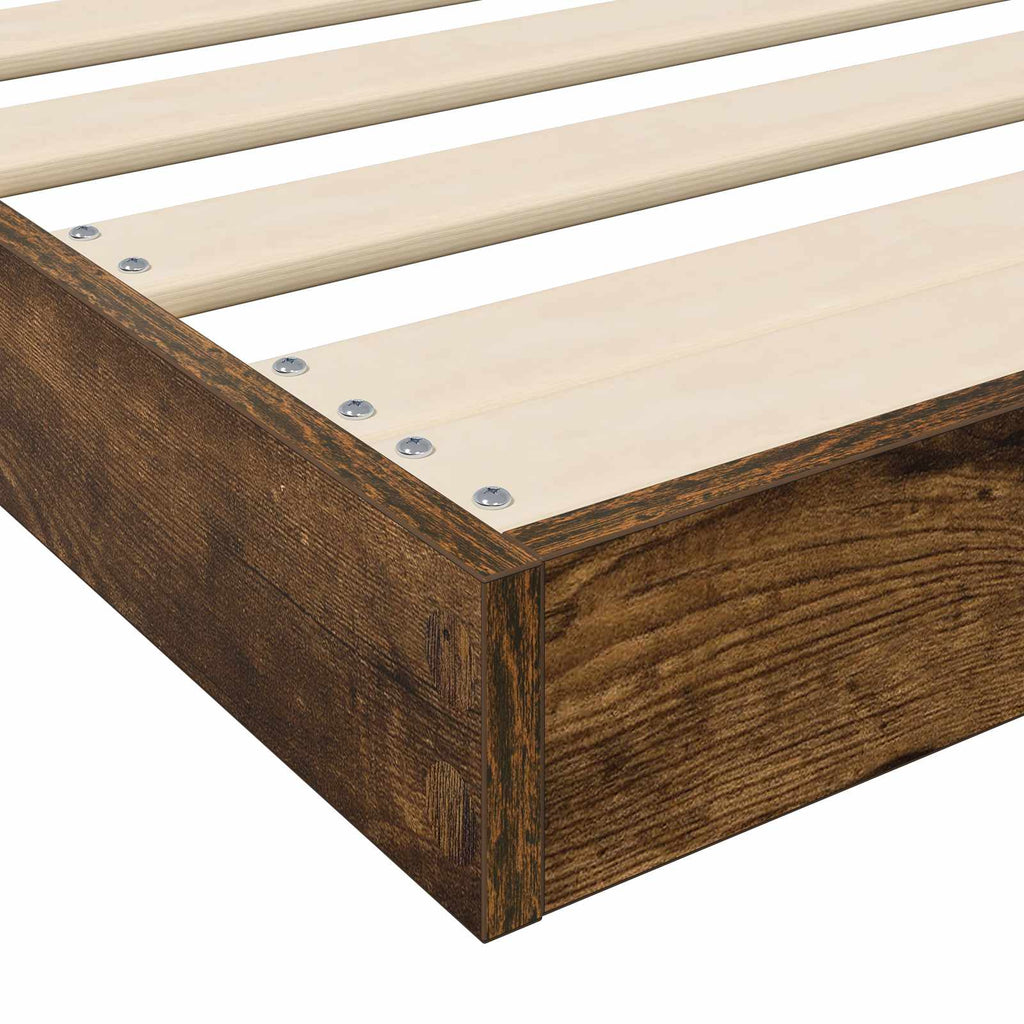 Bodenbettrahmen Geräucherte Eiche 90 x 200 cm Holzwerkstoff