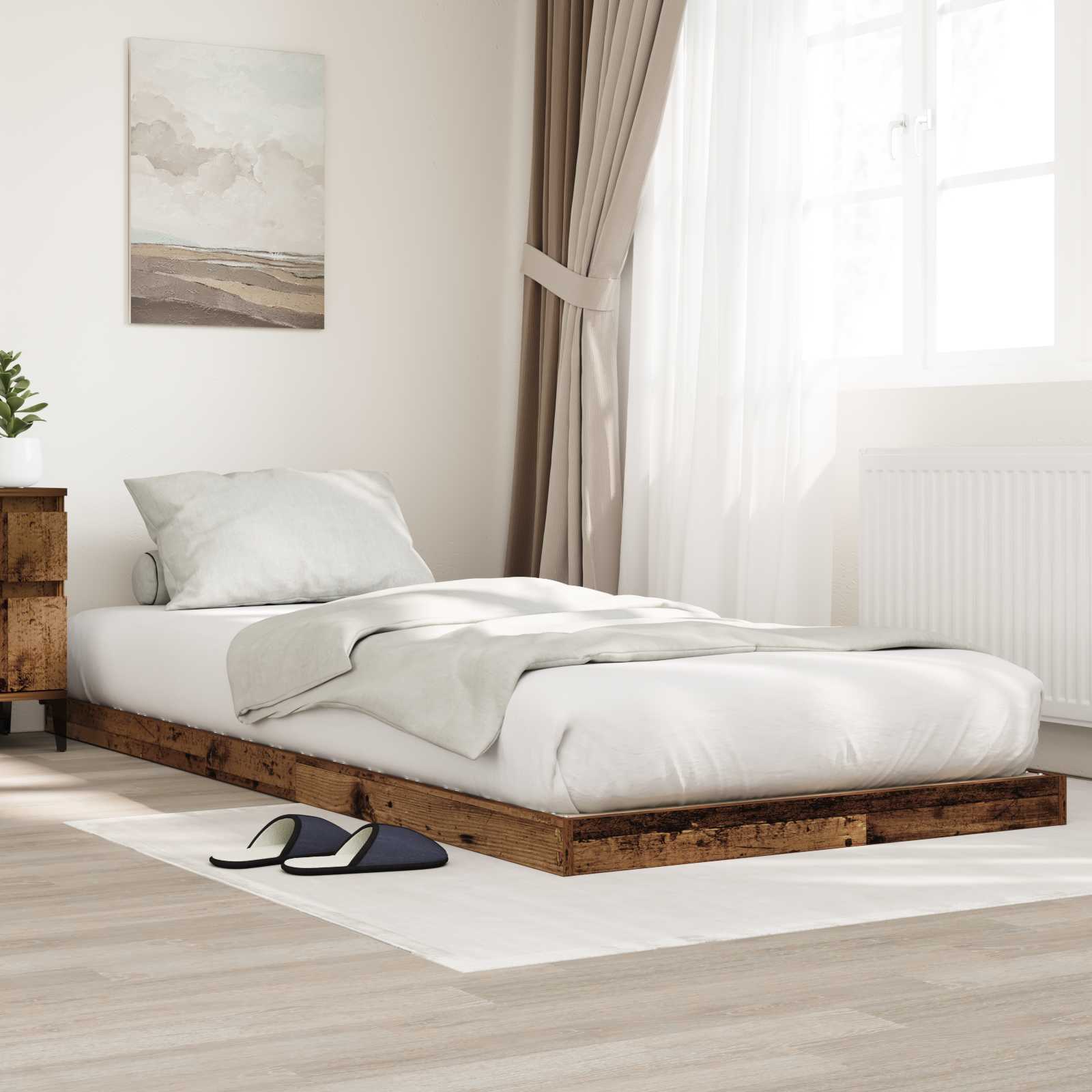Bodenbettrahmen Altholz 90 x 200 cm Holzwerkstoff