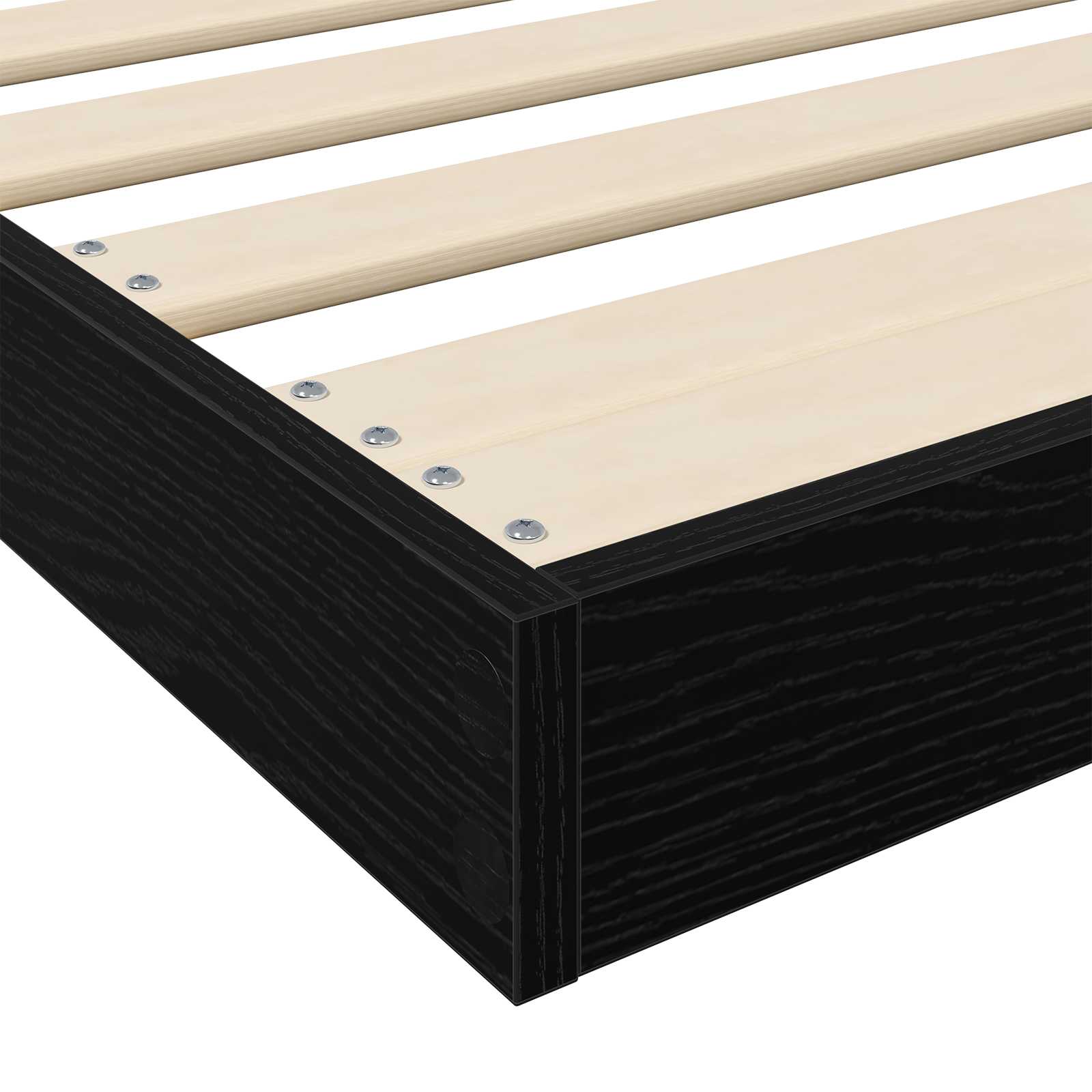 Bodenbettrahmen Schwarz Eichen-Optik 100 x 200 cm Holzwerkstoff