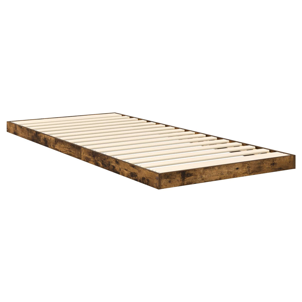 Bodenbettrahmen Geräucherte Eiche 100 x 200 cm Holzwerkstoff