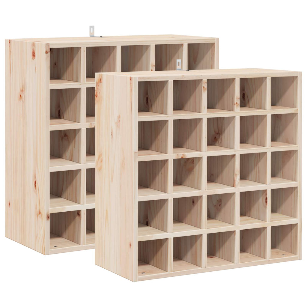 Weinregal 2 pcs Natur 56 x 25 x 56 cm Massives Kiefernholz