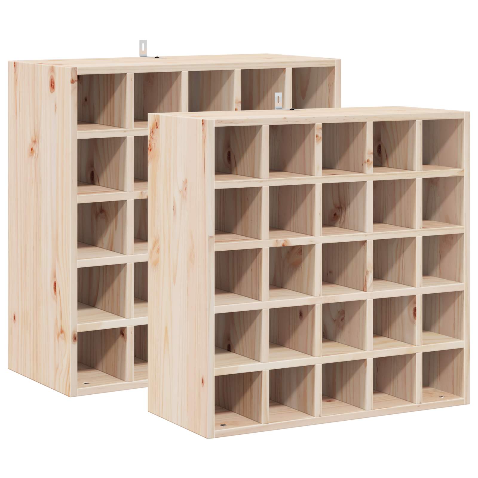 Weinregal 2 pcs Natur 56 x 25 x 56 cm Massives Kiefernholz