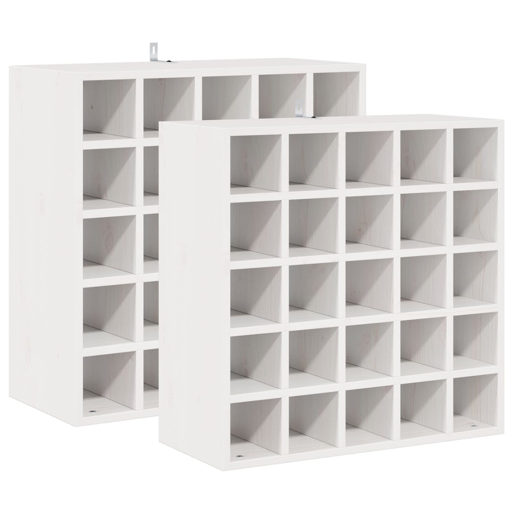 Weinregal 2 pcs Weiß 56 x 25 x 56 cm Massives Kiefernholz