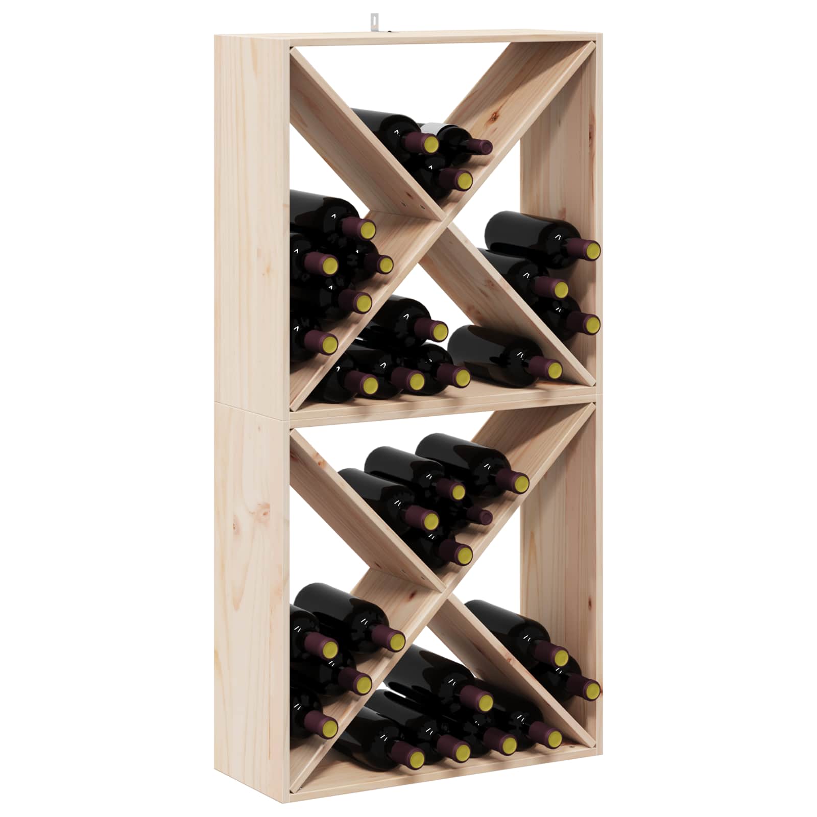 Weinregal 2 pcs Natur 62 x 25 x 62 cm Massives Kiefernholz