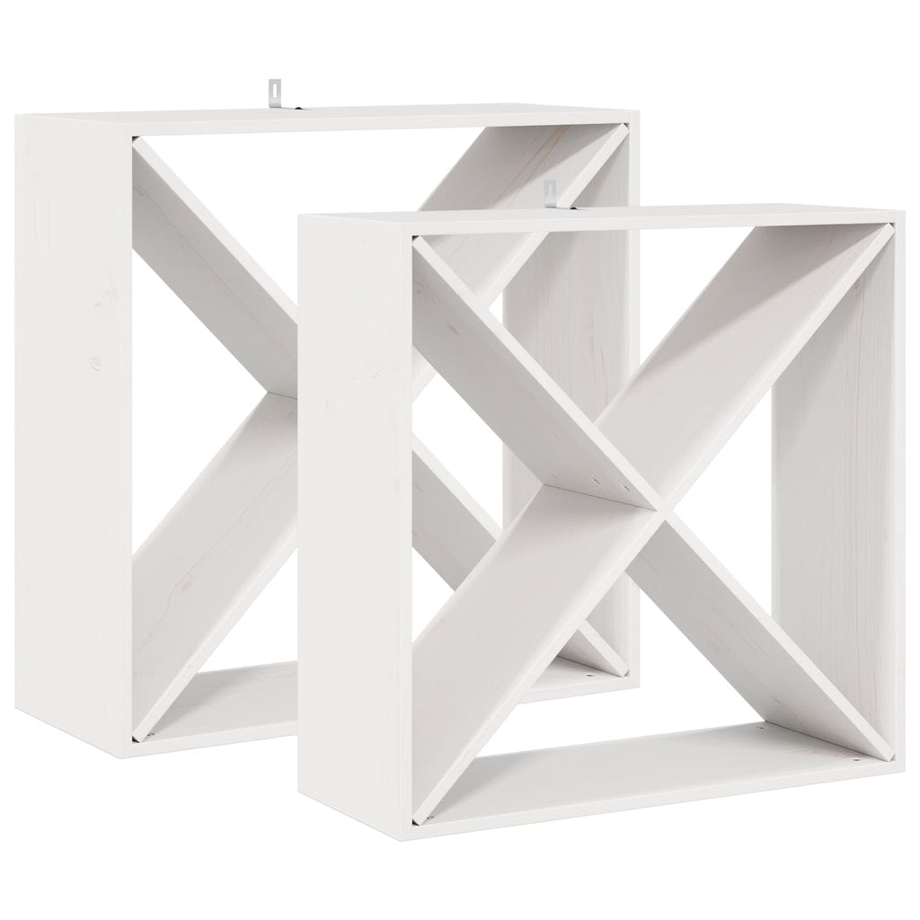 Weinregal 2 pcs Weiß 62 x 25 x 62 cm Massives Kiefernholz