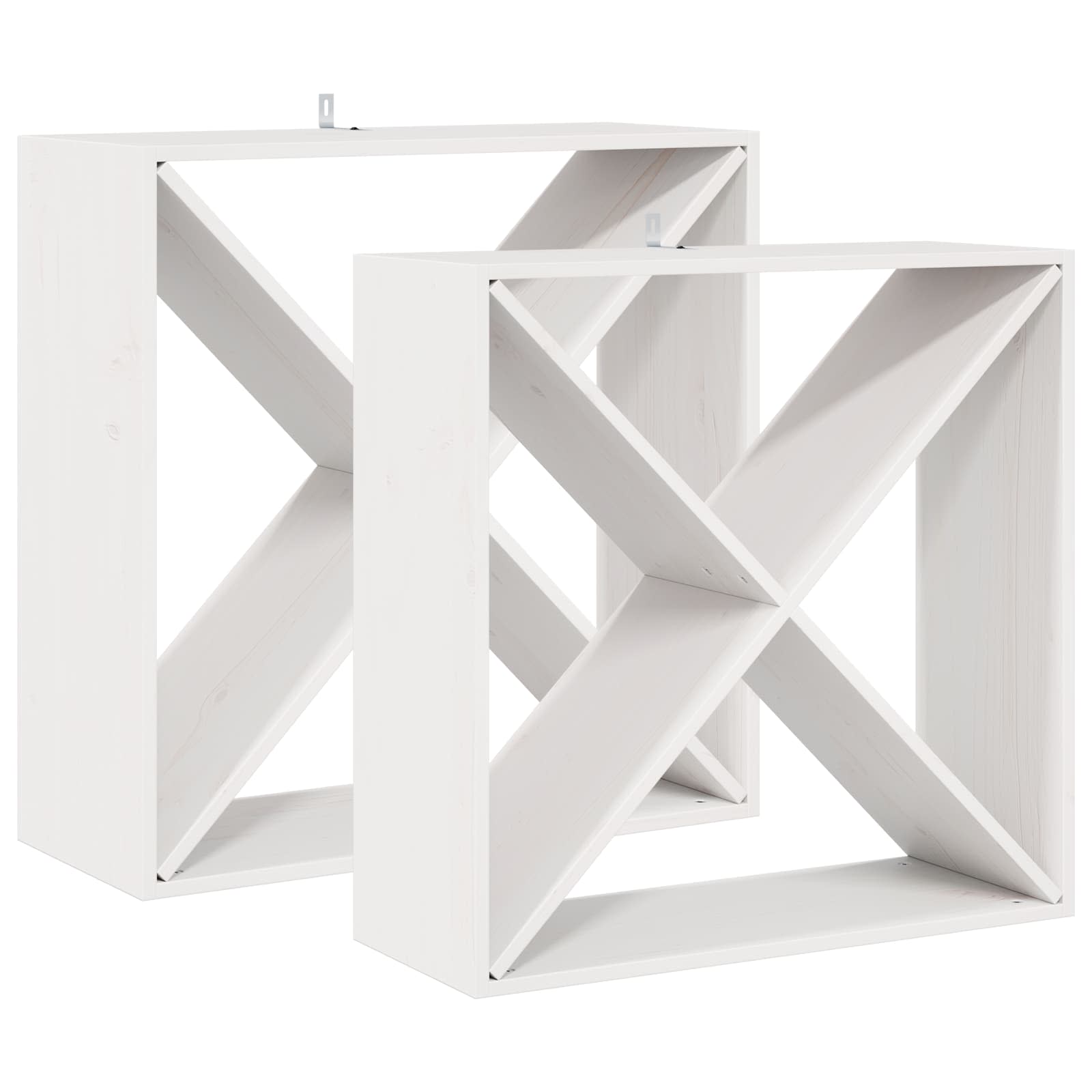 Weinregal 2 pcs Weiß 62 x 25 x 62 cm Massives Kiefernholz