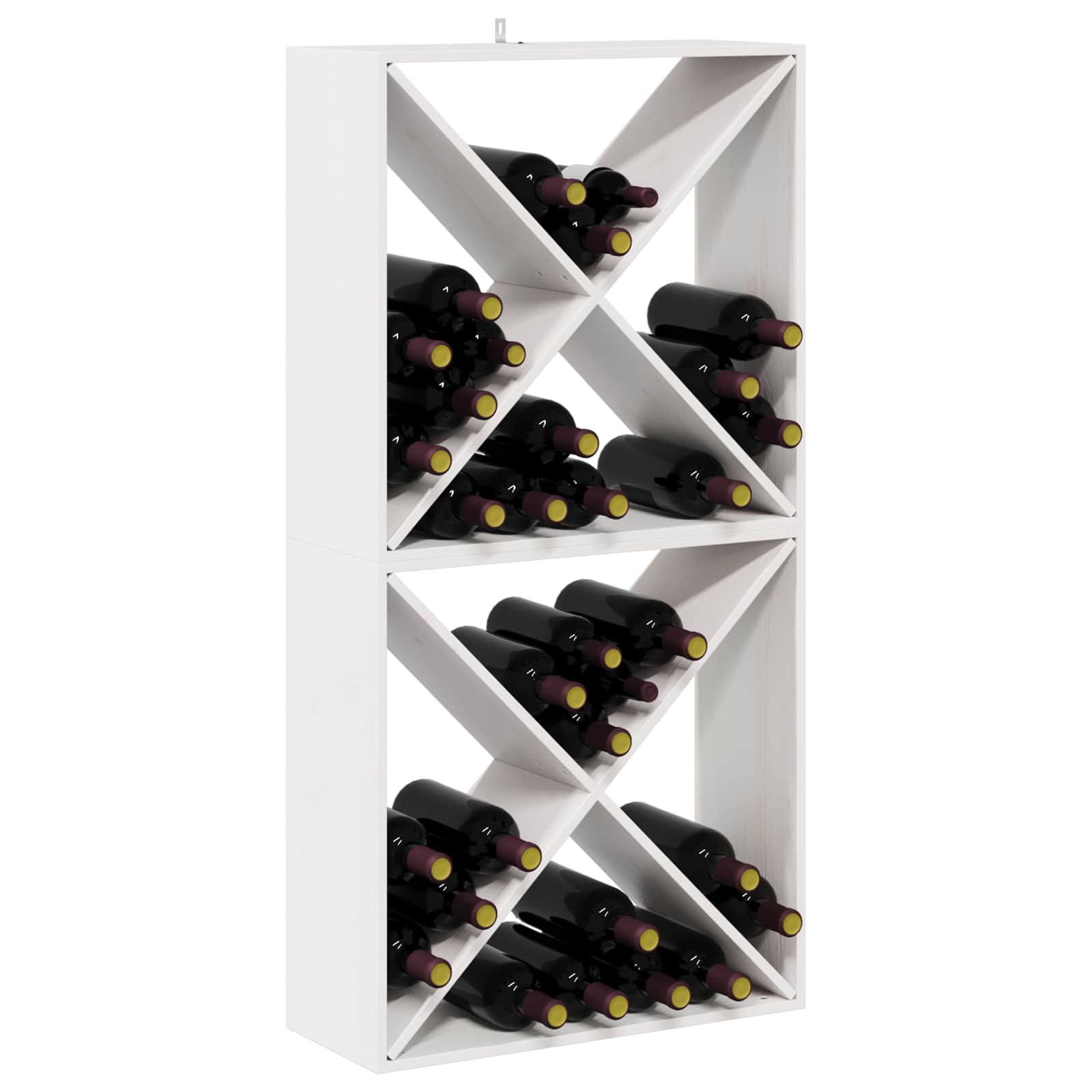 Weinregal 2 pcs Weiß 62 x 25 x 62 cm Massives Kiefernholz