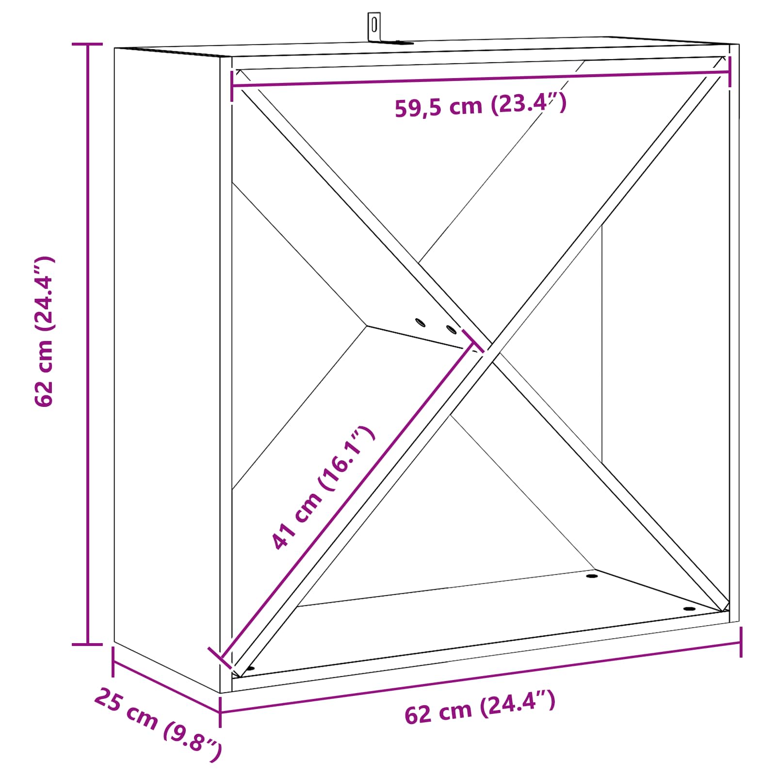 Weinregal 2 pcs Weiß 62 x 25 x 62 cm Massives Kiefernholz