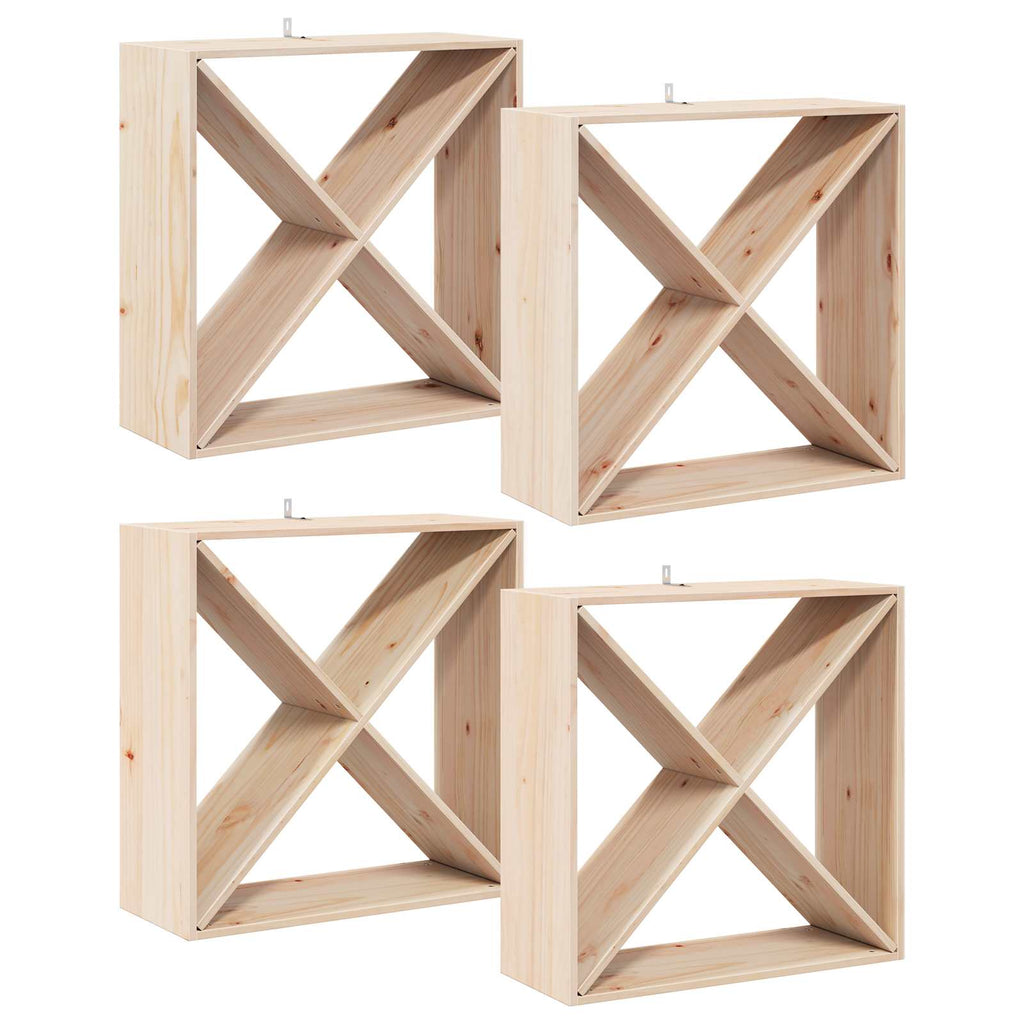 Weinregal 4 pcs Natur 62 x 25 x 62 cm Massives Kiefernholz
