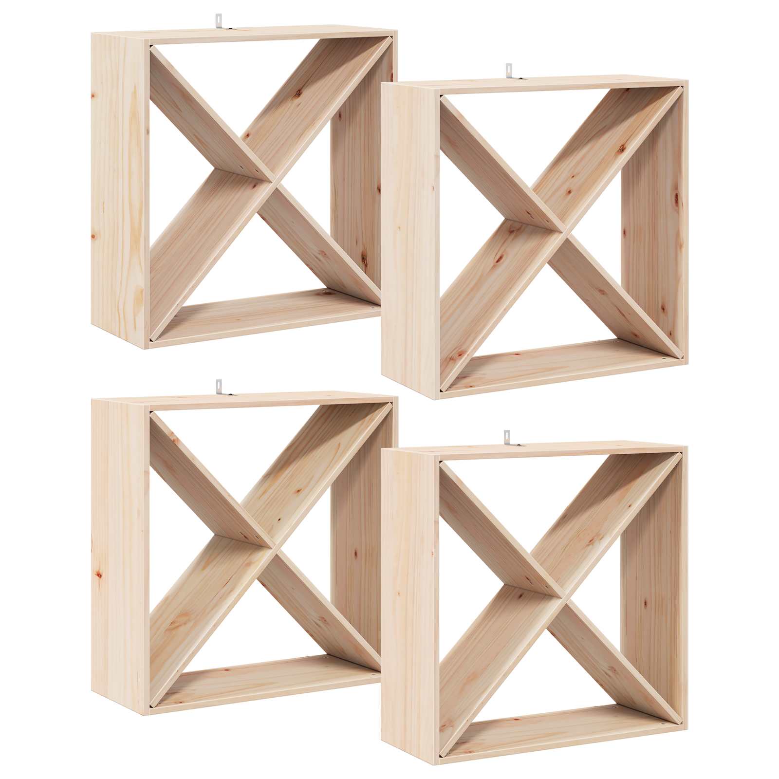 Weinregal 4 pcs Natur 62 x 25 x 62 cm Massives Kiefernholz