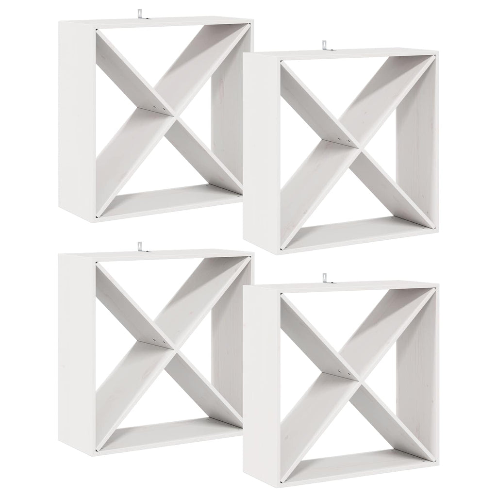Weinregal 4 pcs Weiß 62 x 25 x 62 cm Massives Kiefernholz