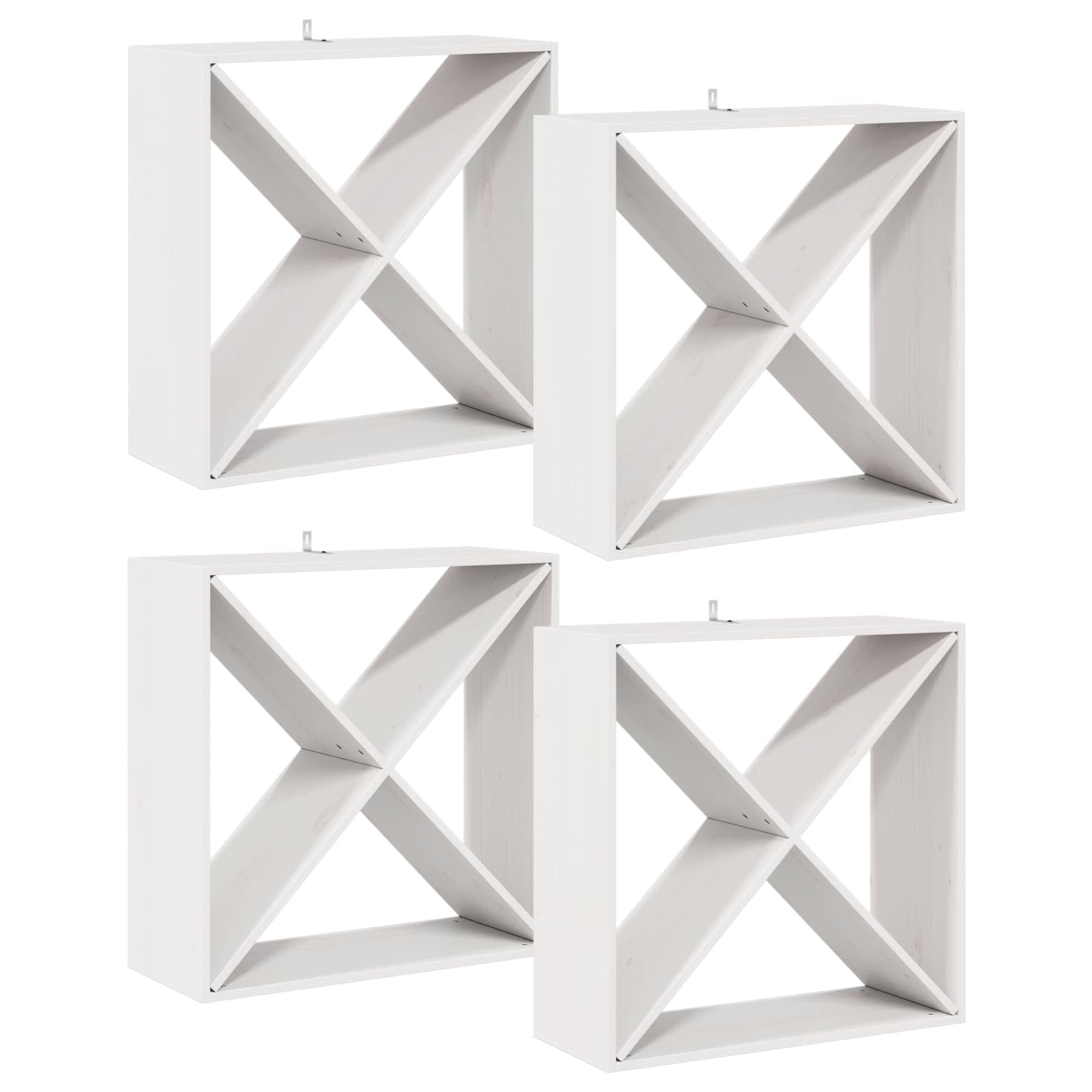 Weinregal 4 pcs Weiß 62 x 25 x 62 cm Massives Kiefernholz