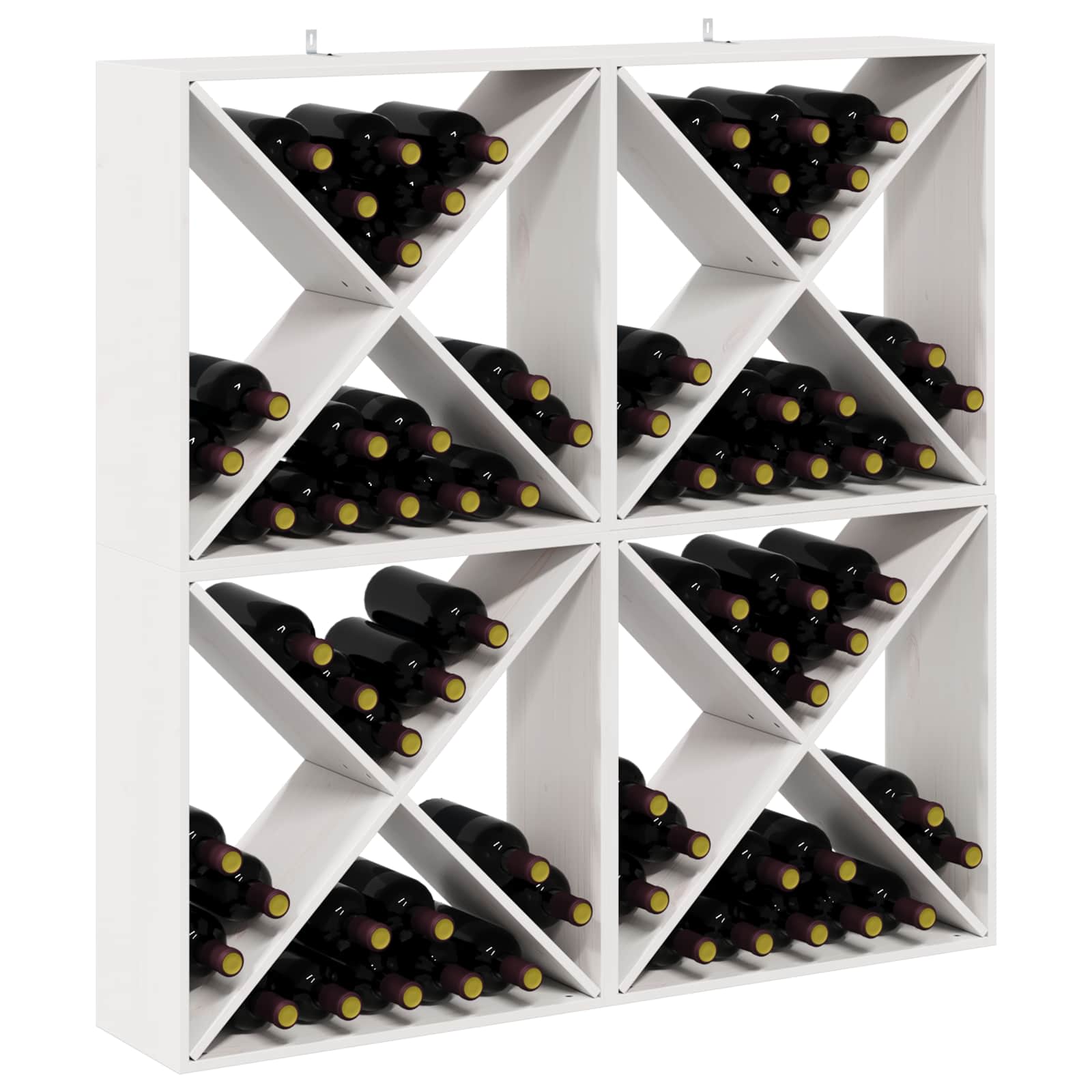 Weinregal 4 pcs Weiß 62 x 25 x 62 cm Massives Kiefernholz