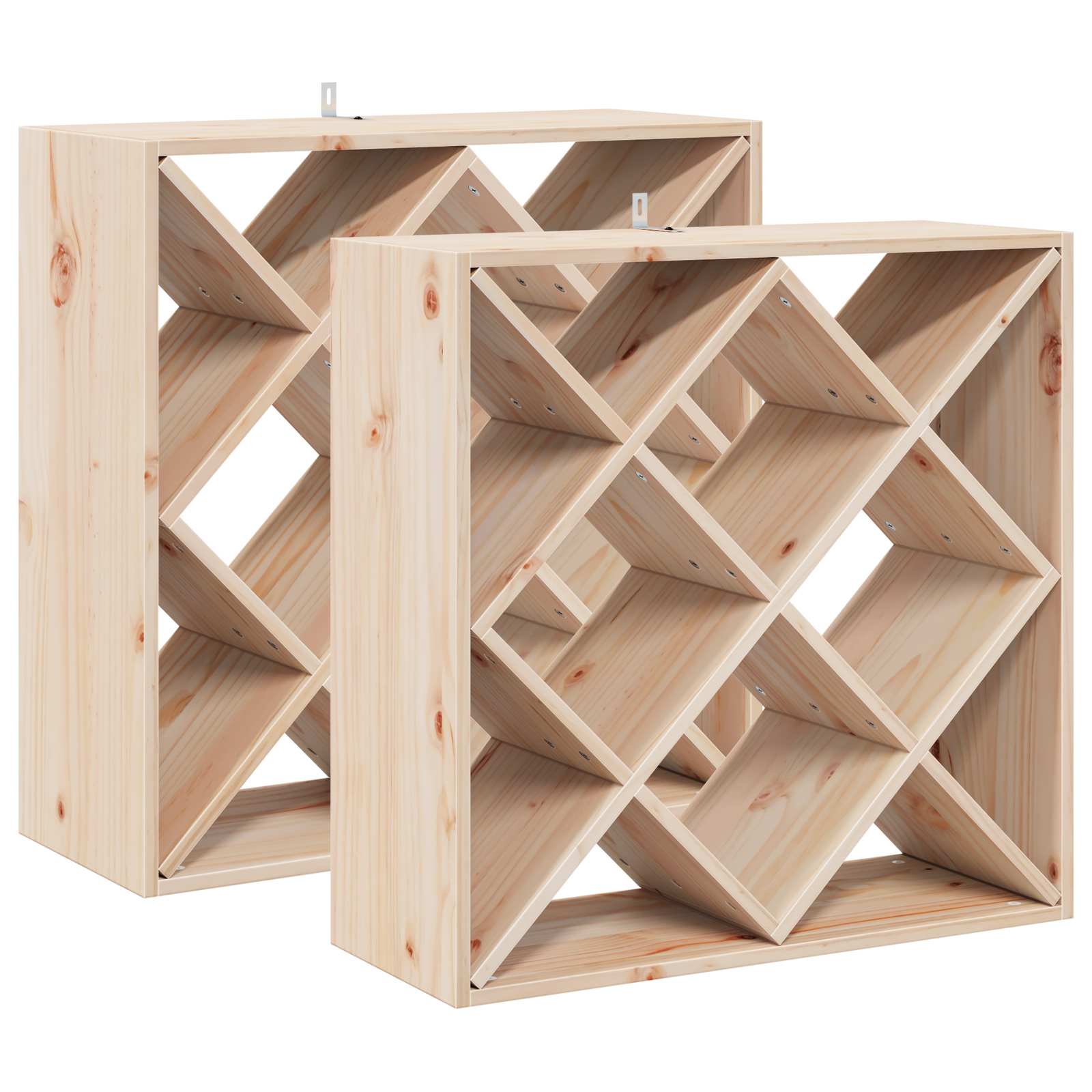 Weinregal 2 pcs Natur 62 x 25 x 62 cm Massives Kiefernholz