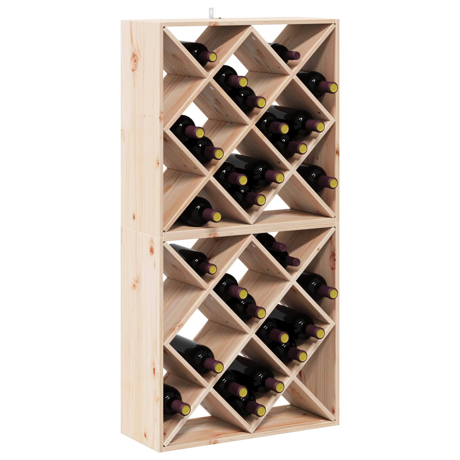 Weinregal 2 pcs Natur 62 x 25 x 62 cm Massives Kiefernholz