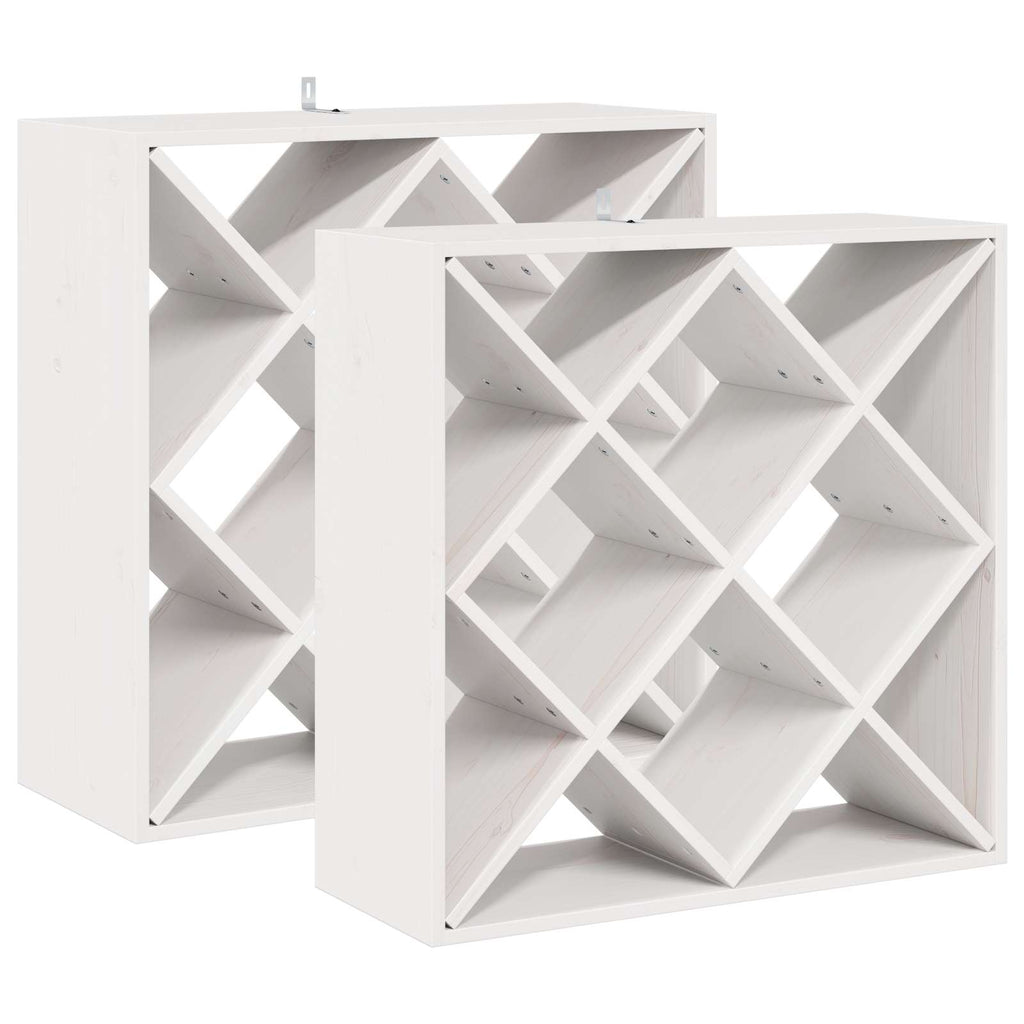 Weinregal 2 pcs Weiß 62 x 25 x 62 cm Massives Kiefernholz