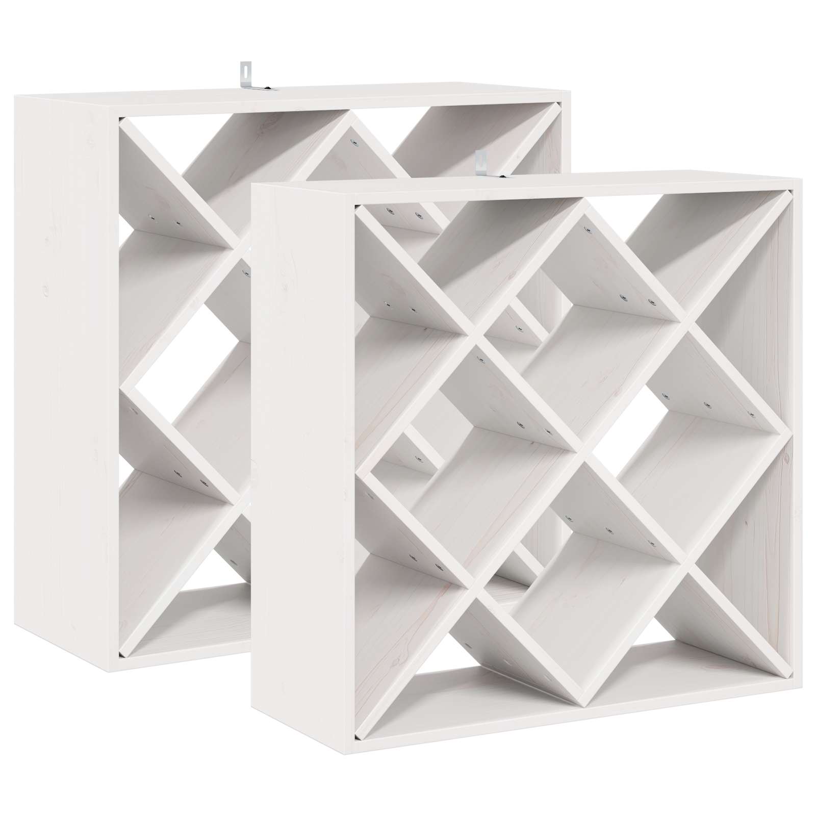 Weinregal 2 pcs Weiß 62 x 25 x 62 cm Massives Kiefernholz