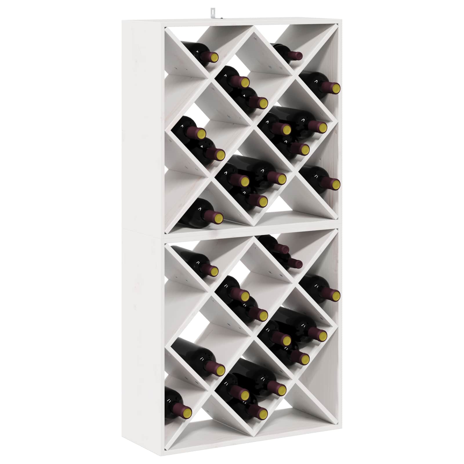 Weinregal 2 pcs Weiß 62 x 25 x 62 cm Massives Kiefernholz