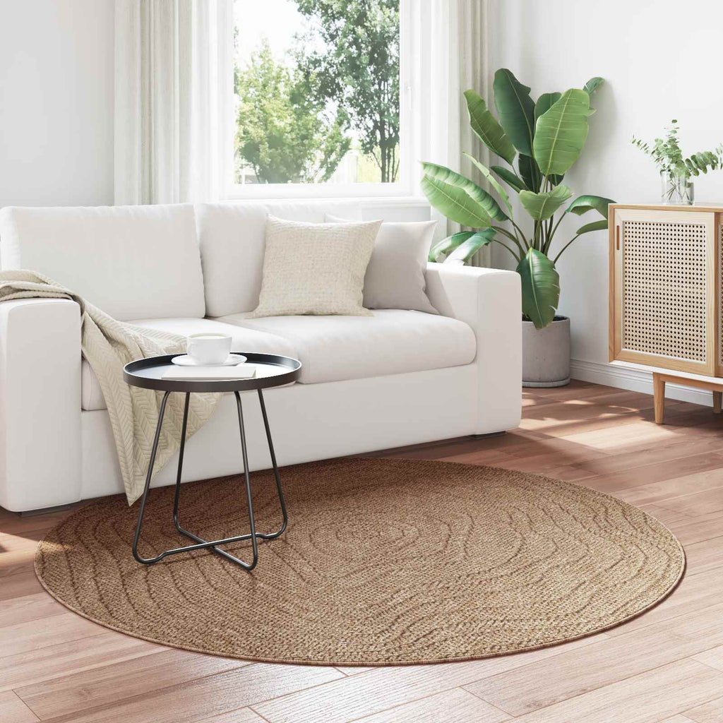 Bereichsteppiche Rund Moiré AGIRA Natur Ø 160 CM Polyester