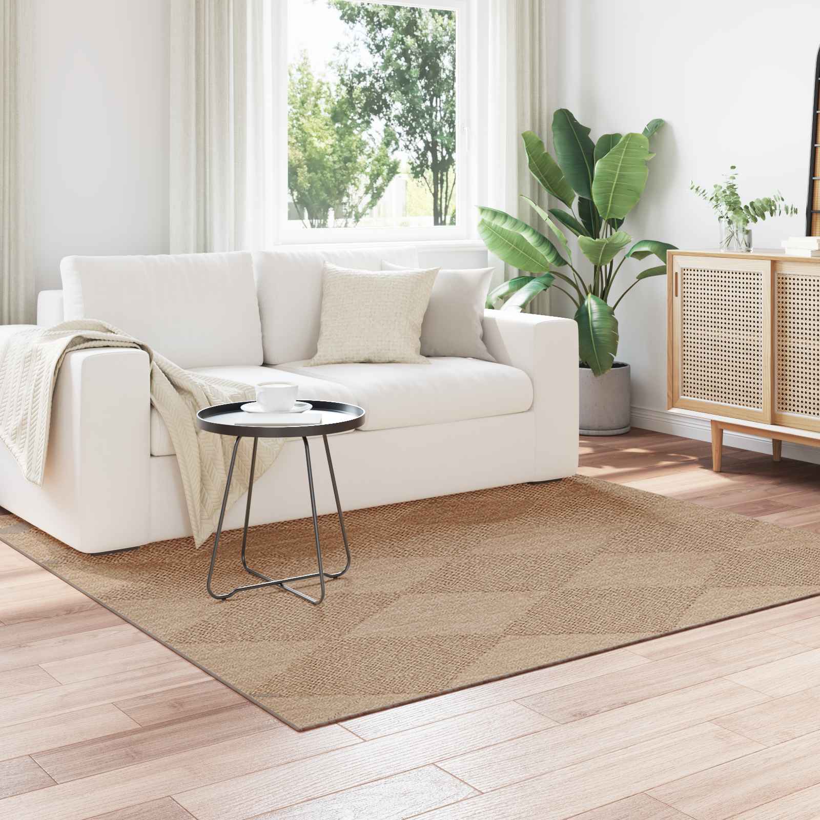Bereichsteppiche Quadratisch AGIRA Natur 120 x 120 cm Polyester
