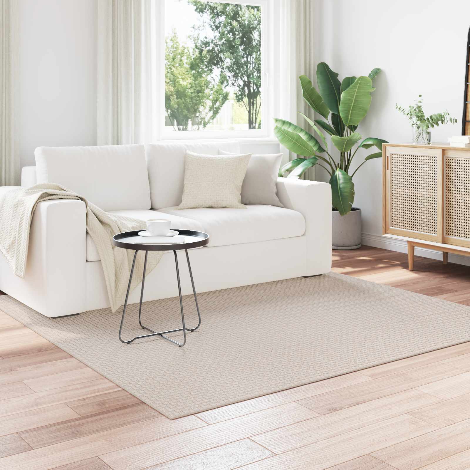 Bereichsteppiche Quadratisch FARO Creme 120 x 120 cm Polyester