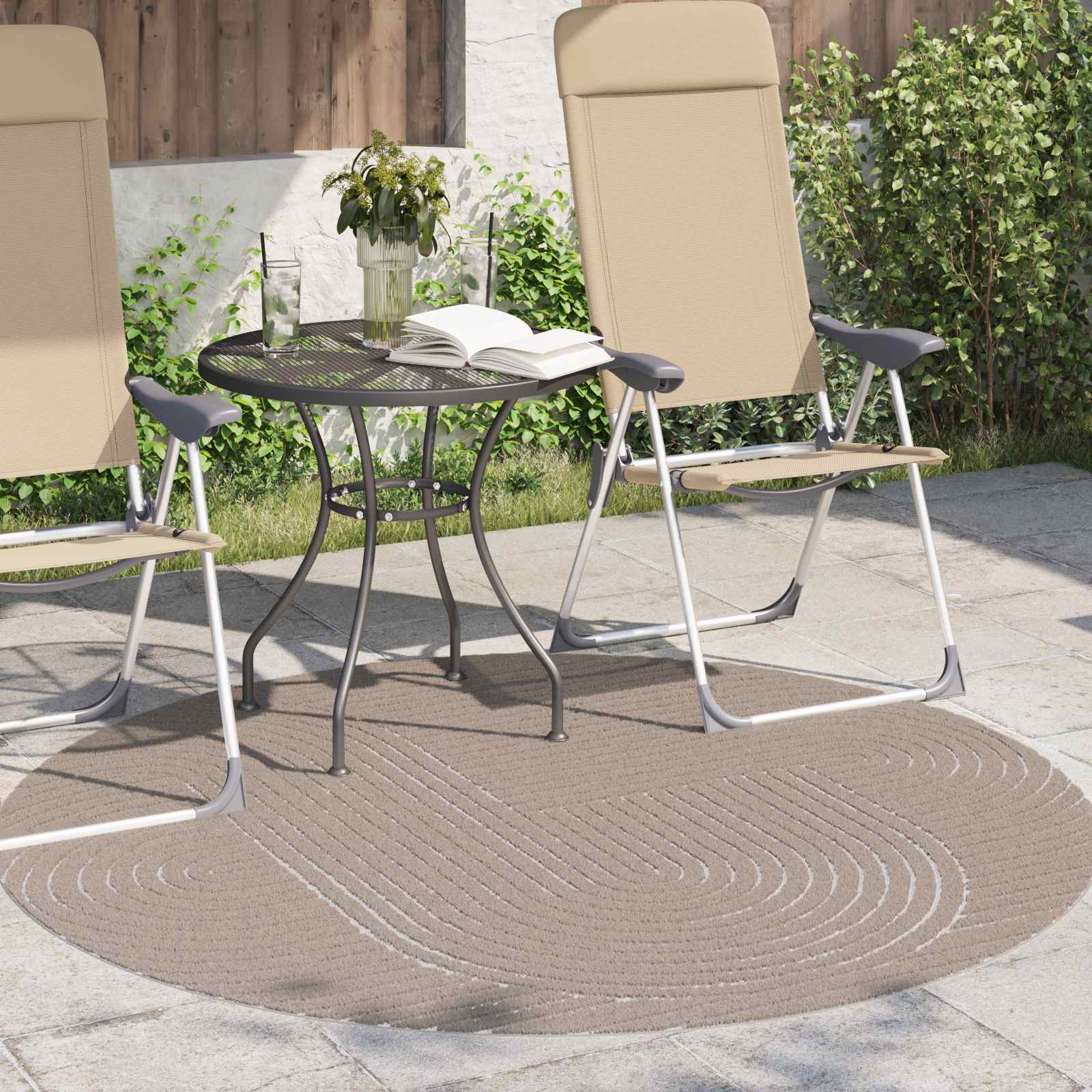 Bereichsteppiche Rund PALMERAS Beige Ø 200 CM Polyester
