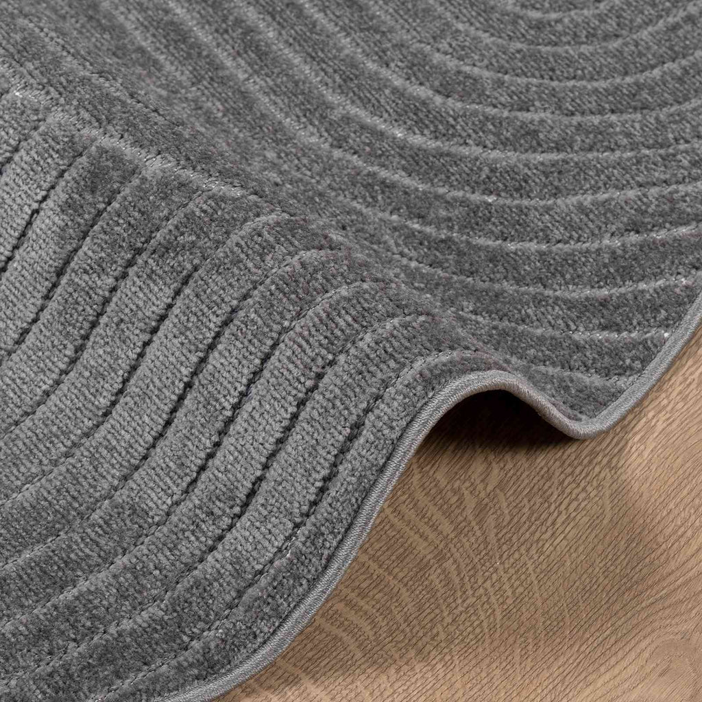 Bereichsteppiche Rund PALMERAS Anthrazit Ø 120 CM Polyester
