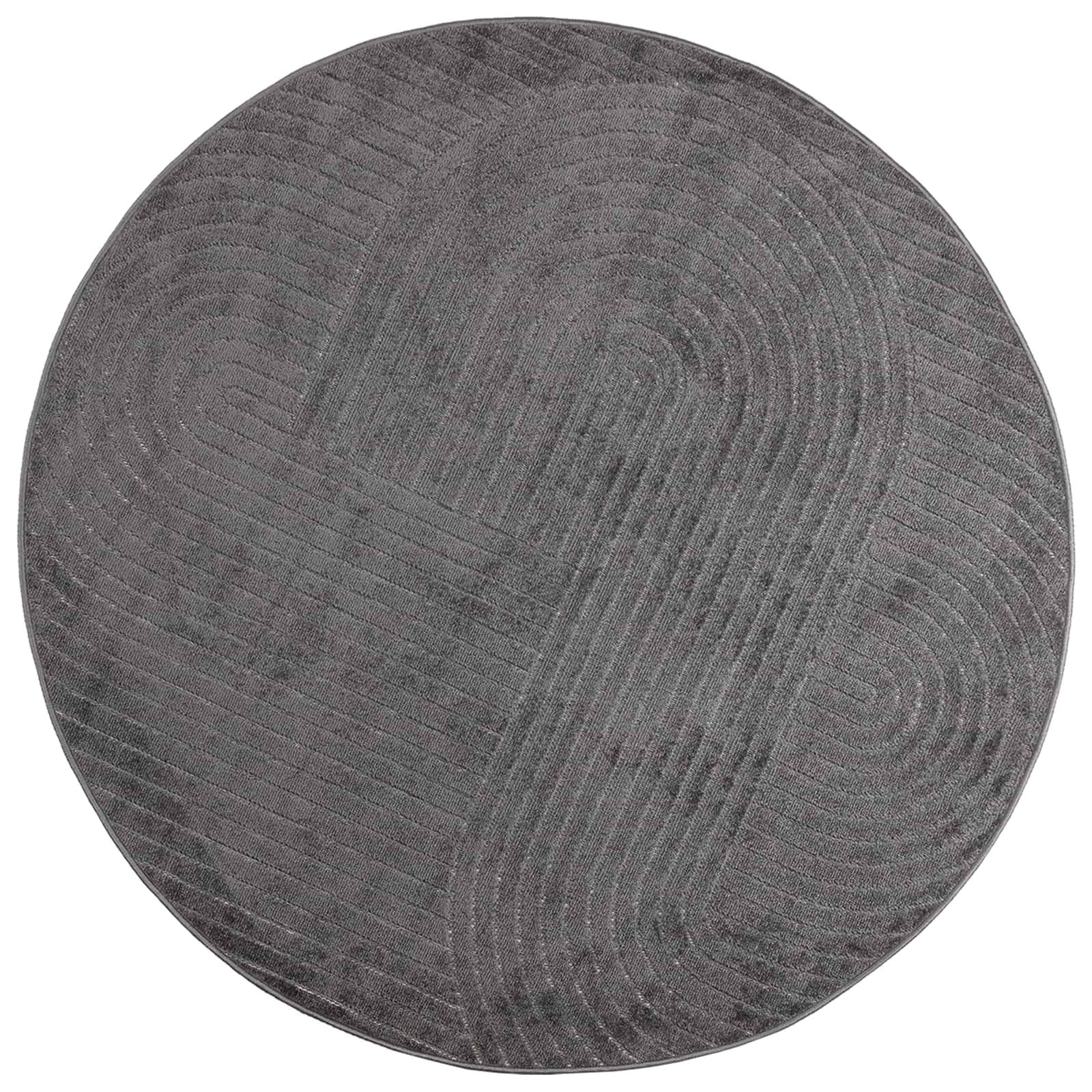 Bereichsteppiche Rund PALMERAS Anthrazit Ø 200 CM Polyester