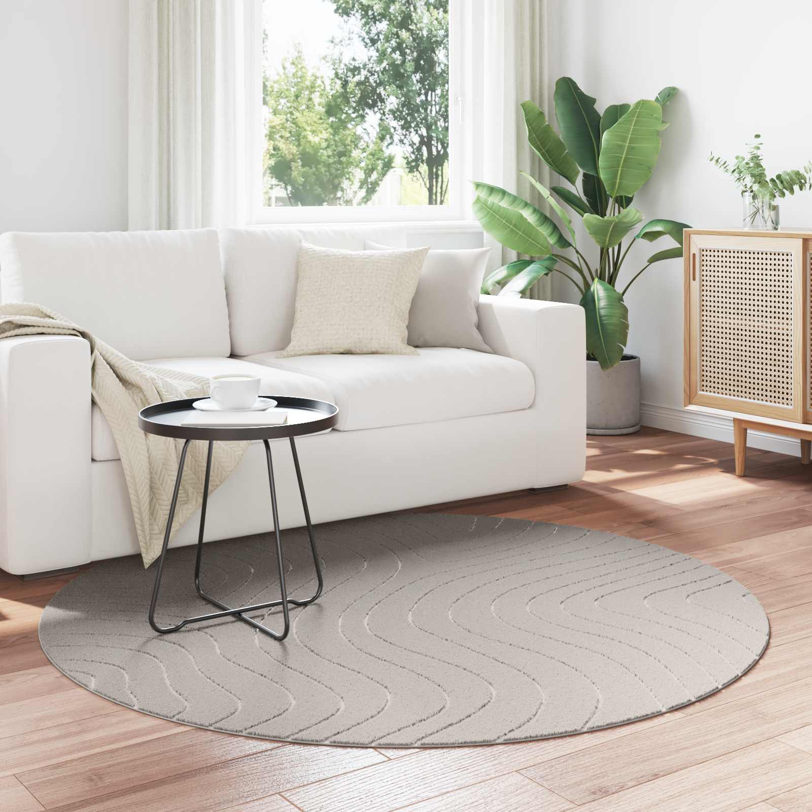 Bereichsteppiche Rund PALMERAS Creme Ø 200 CM Polyester