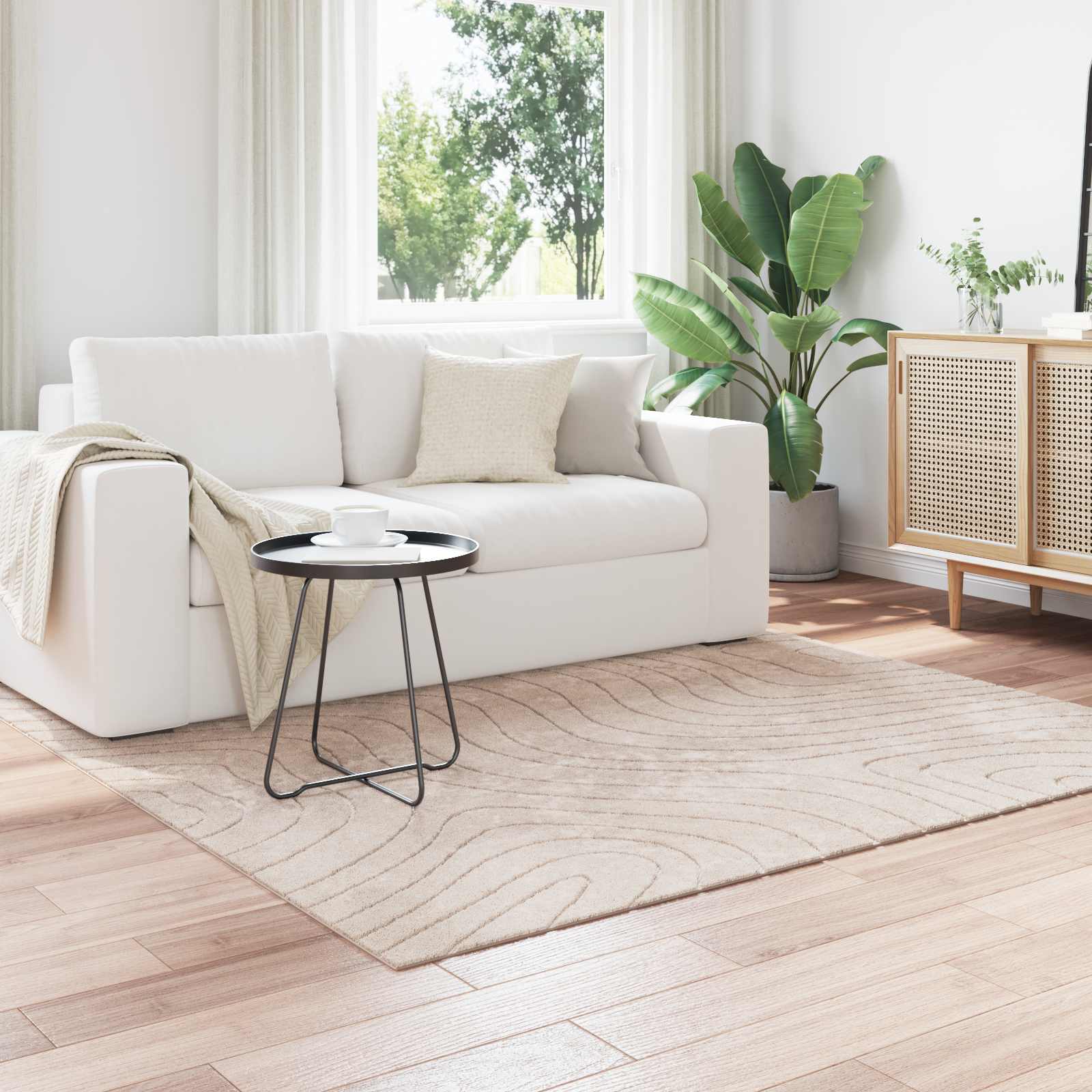 Bereichsteppiche PALMERAS Beige 120 x 120 cm Polyester
