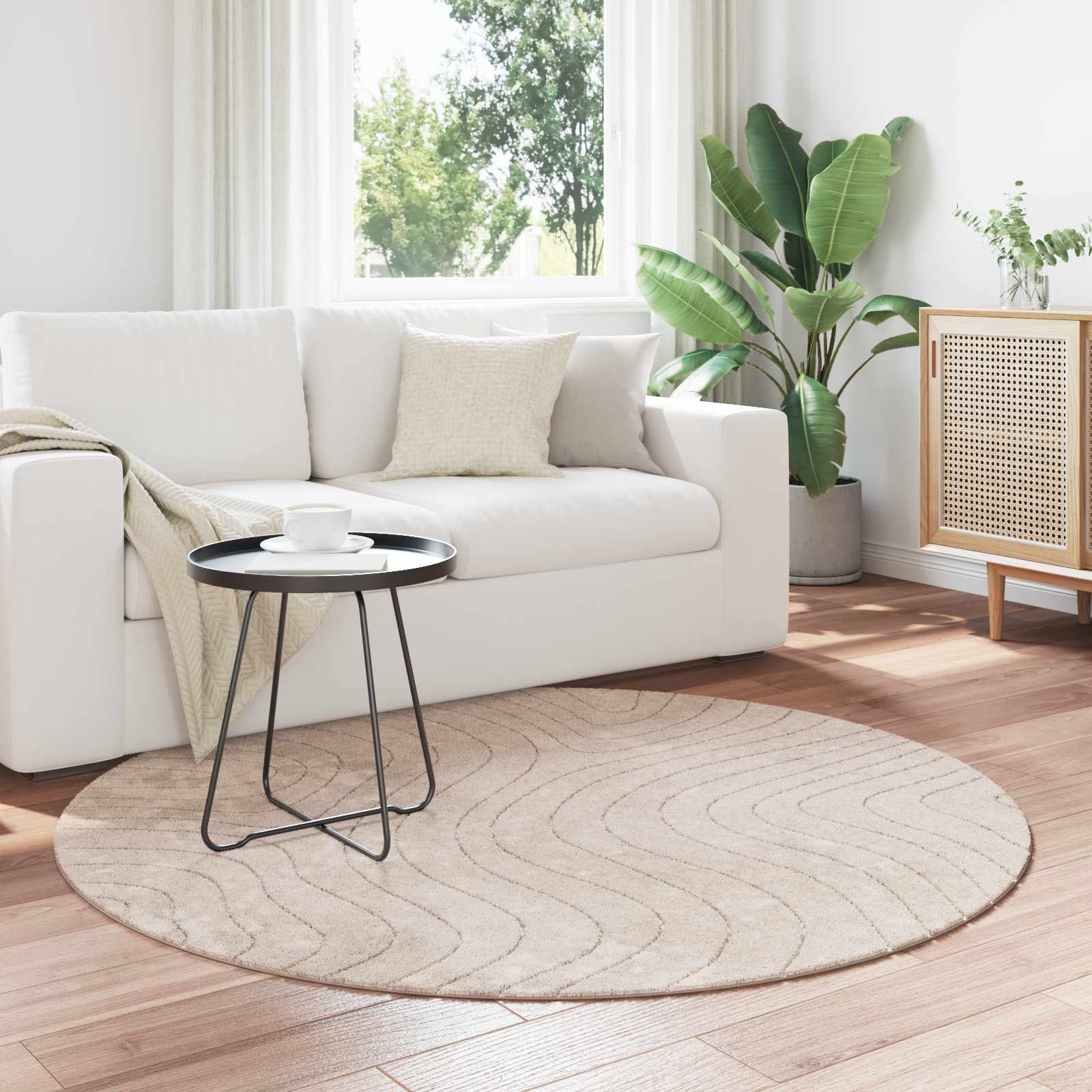 Bereichsteppiche Rund PALMERAS Beige Ø 200 CM Polyester