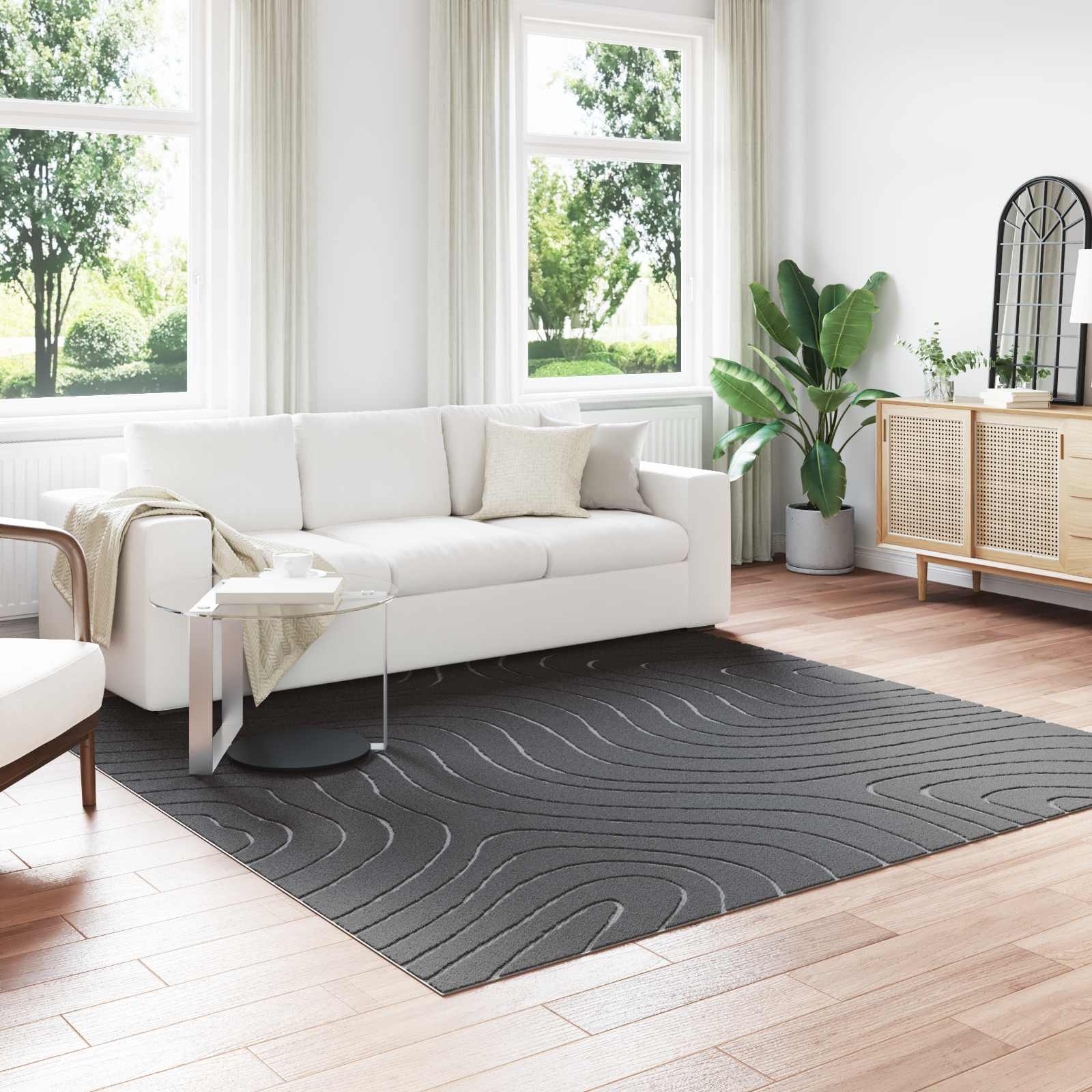 Bereichsteppiche PALMERAS Anthrazit 240 x 240 cm Polyester