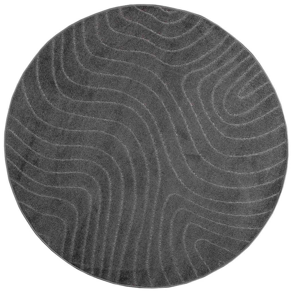 Bereichsteppiche Rund PALMERAS Anthrazit Ø 200 CM Polyester