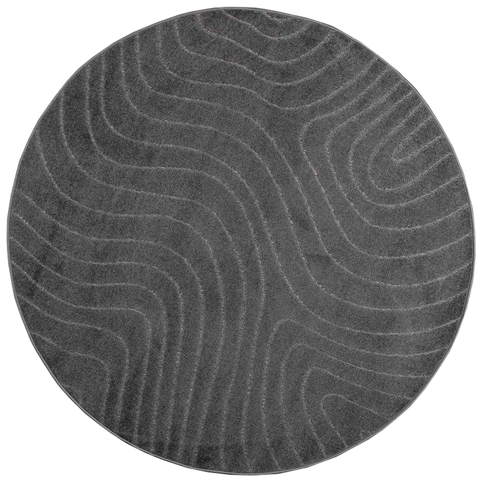 Bereichsteppiche Rund PALMERAS Anthrazit Ø 200 CM Polyester