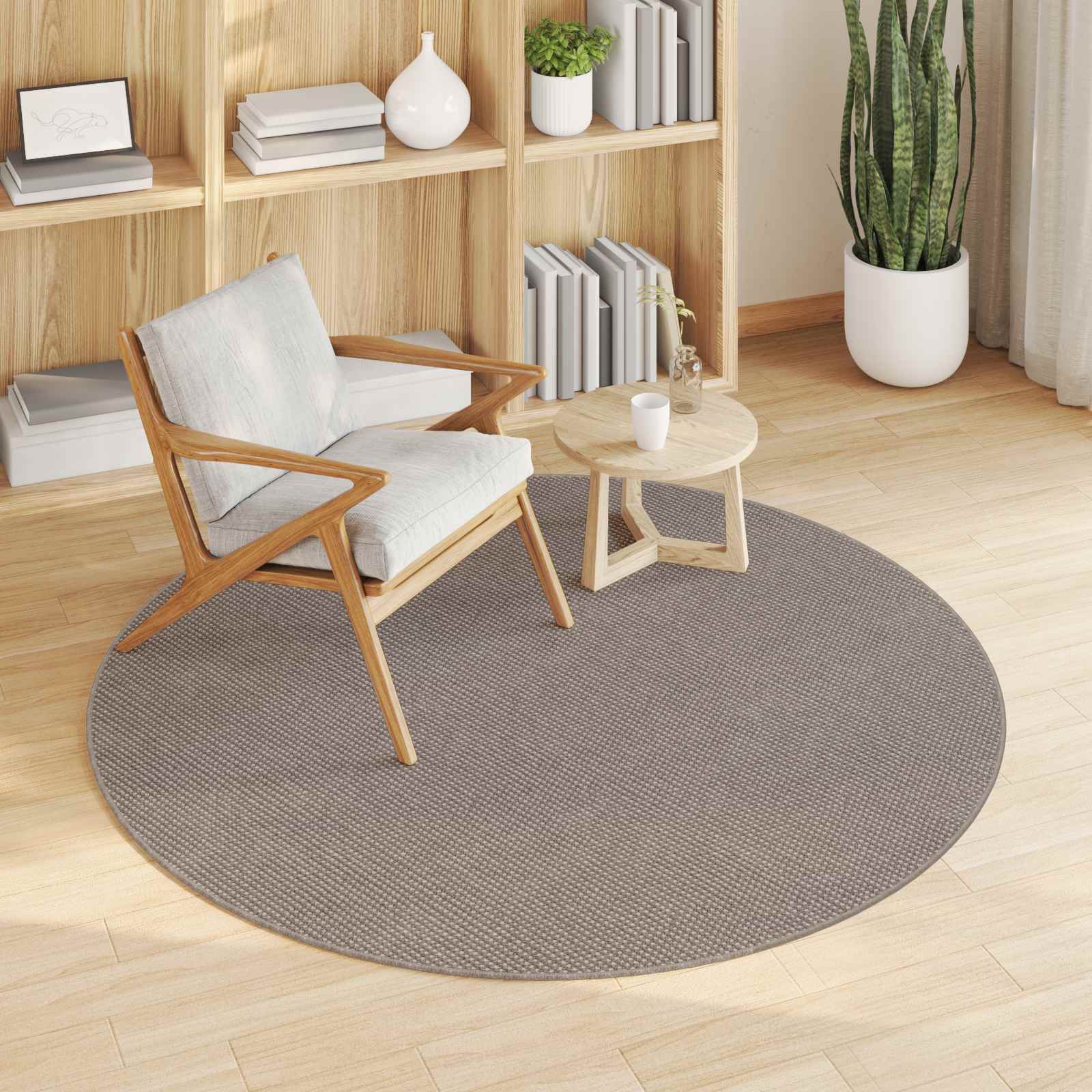 Bereichsteppiche Rund LUGO Taupe Ø 120 CM Polyester