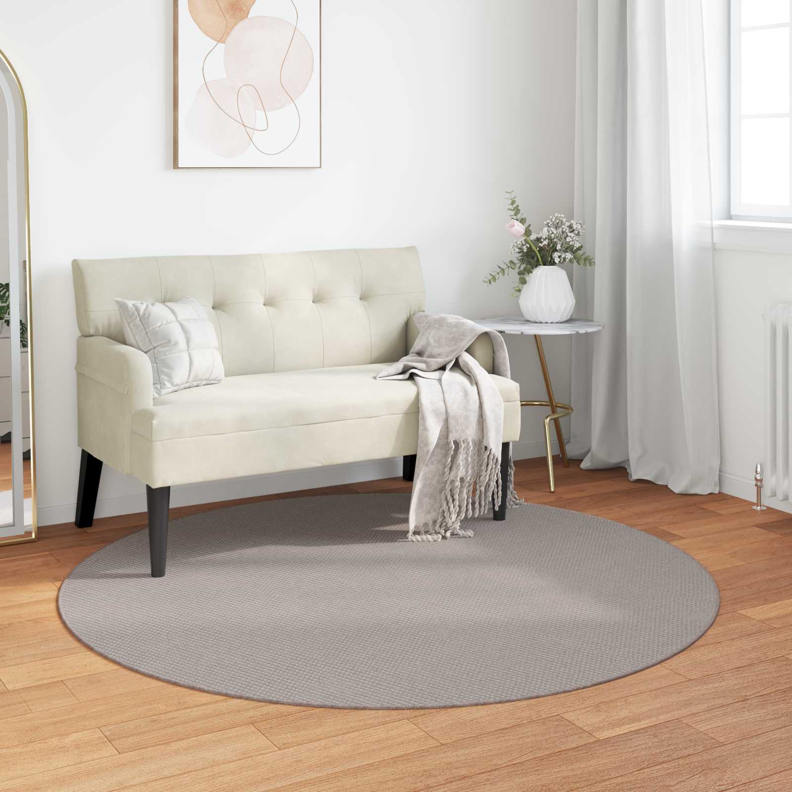 Bereichsteppiche Rund LUGO Creme und Taupe Ø 120 CM Polyester