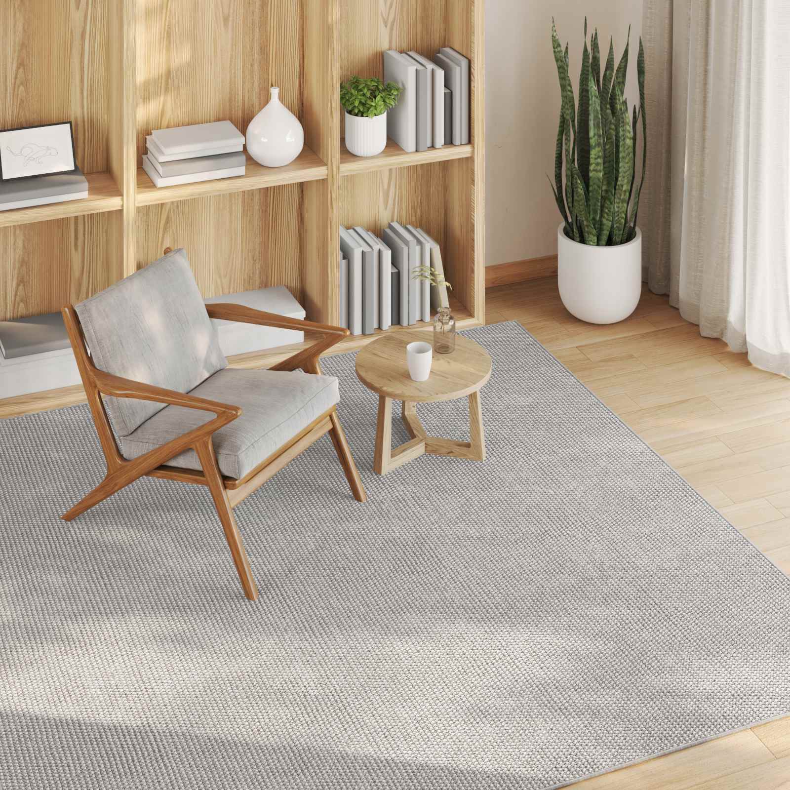 Bereichsteppiche LUGO Creme und Grau 120 x 120 cm Polyester