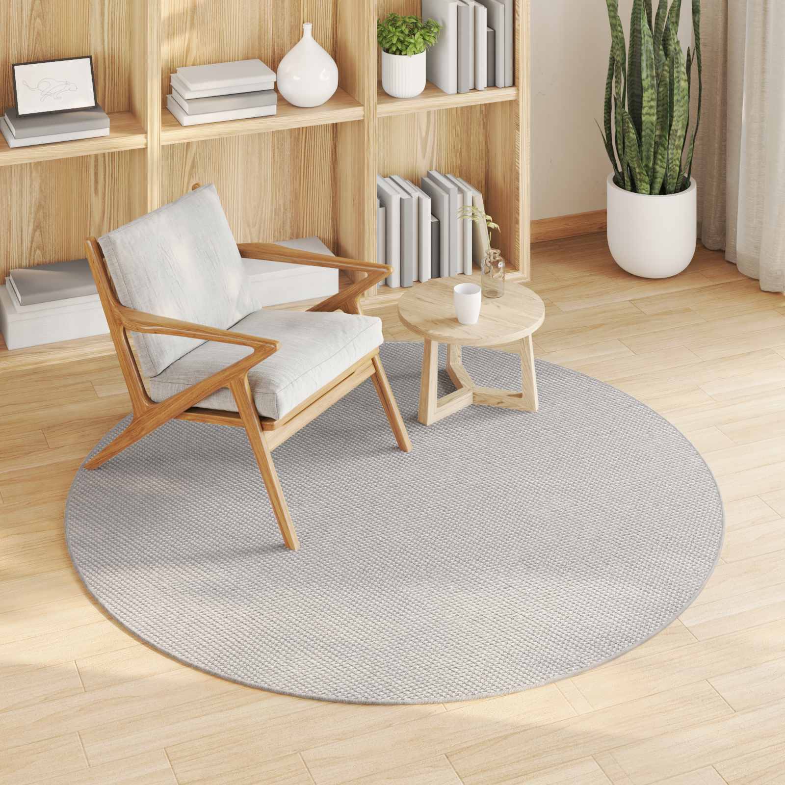 Bereichsteppiche Rund LUGO Creme und Grau Ø 120 CM Polyester