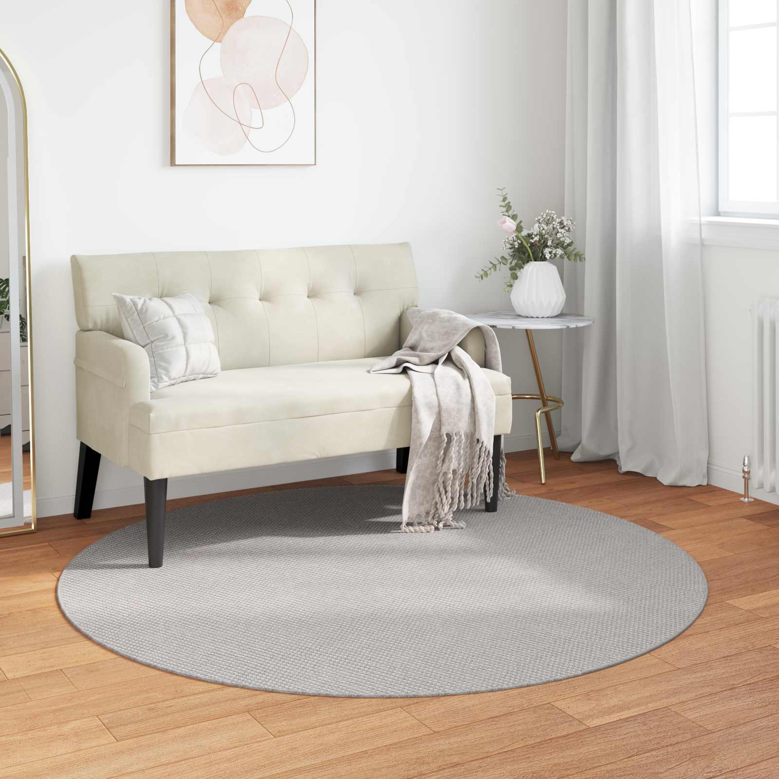 Bereichsteppiche Rund LUGO Creme und Grau Ø 200 CM Polyester