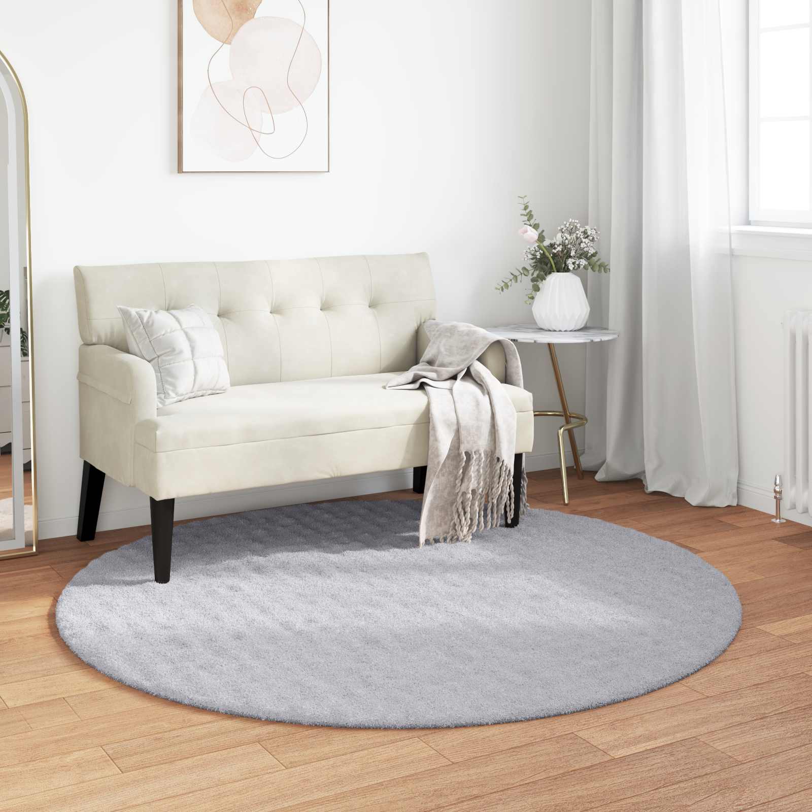 Bereichsteppiche Rund SIROLO Grau Ø 120 CM Polyester