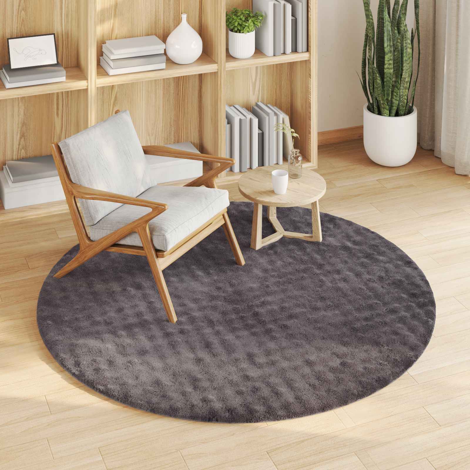 Bereichsteppiche Rund SIROLO Anthrazit Ø 120 CM Polyester