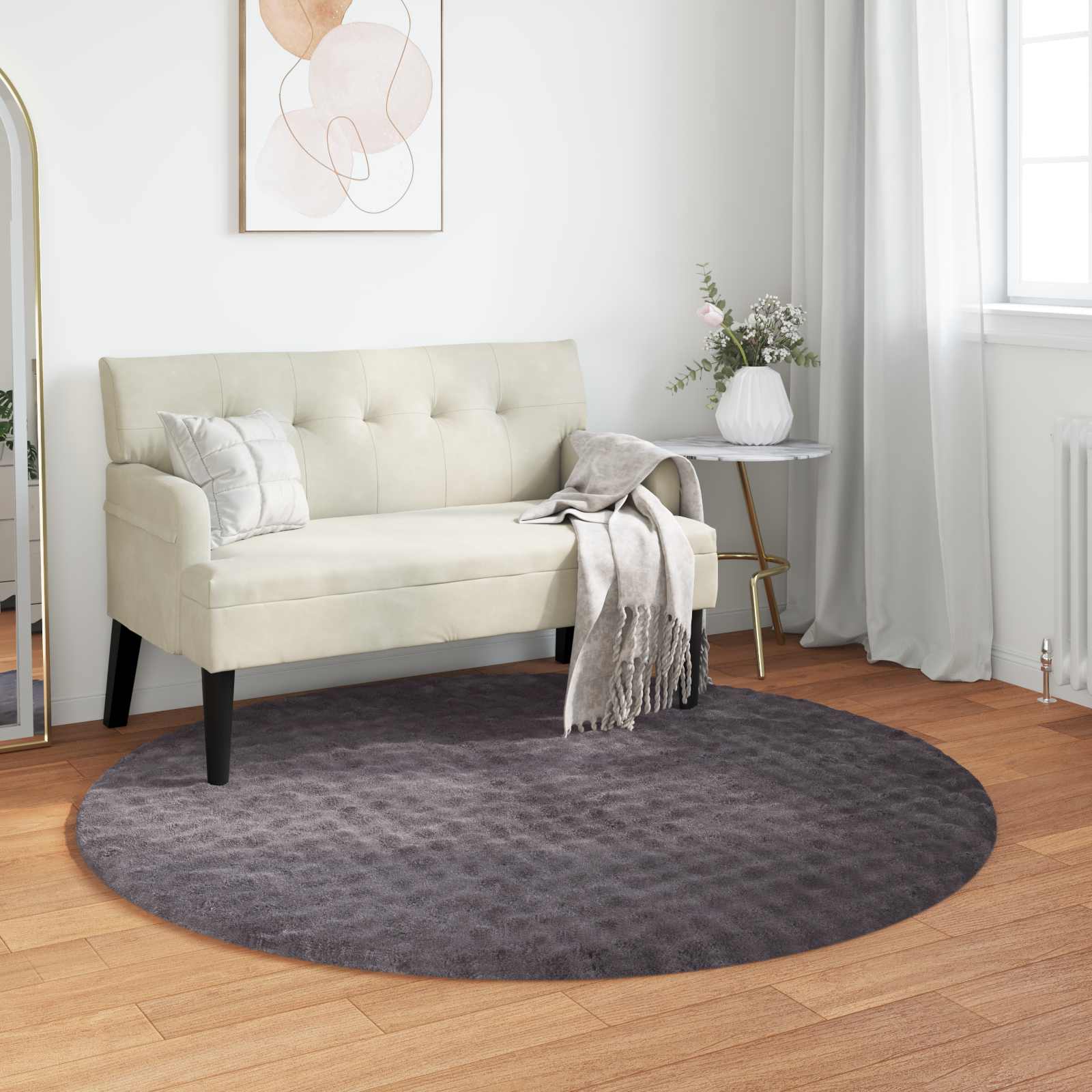 Bereichsteppiche Rund SIROLO Anthrazit Ø 200 CM Polyester