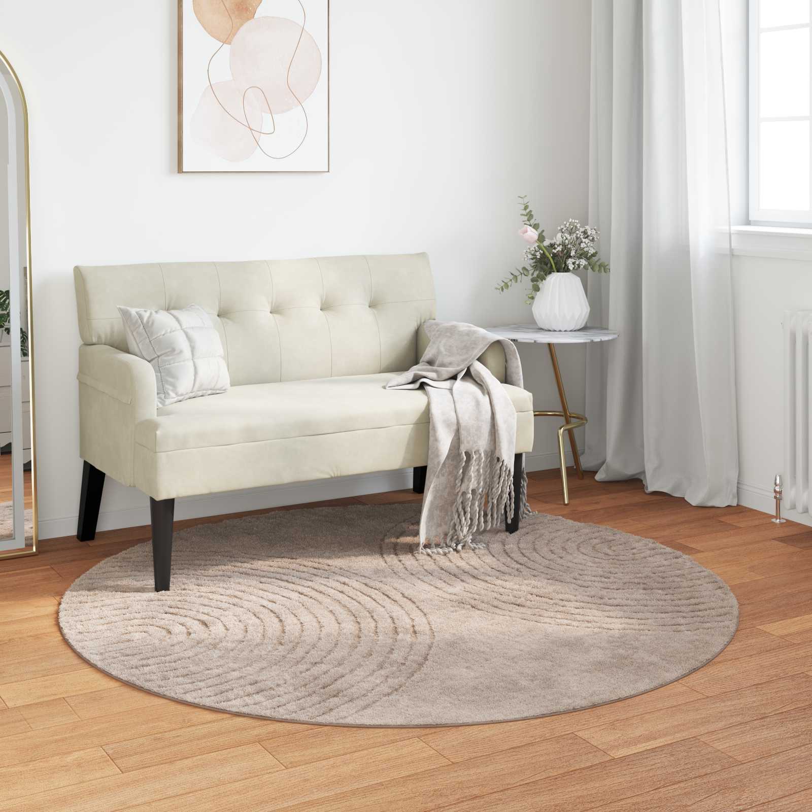 Bereichsteppiche Rund GALATI Beige Ø 200 CM Polyester