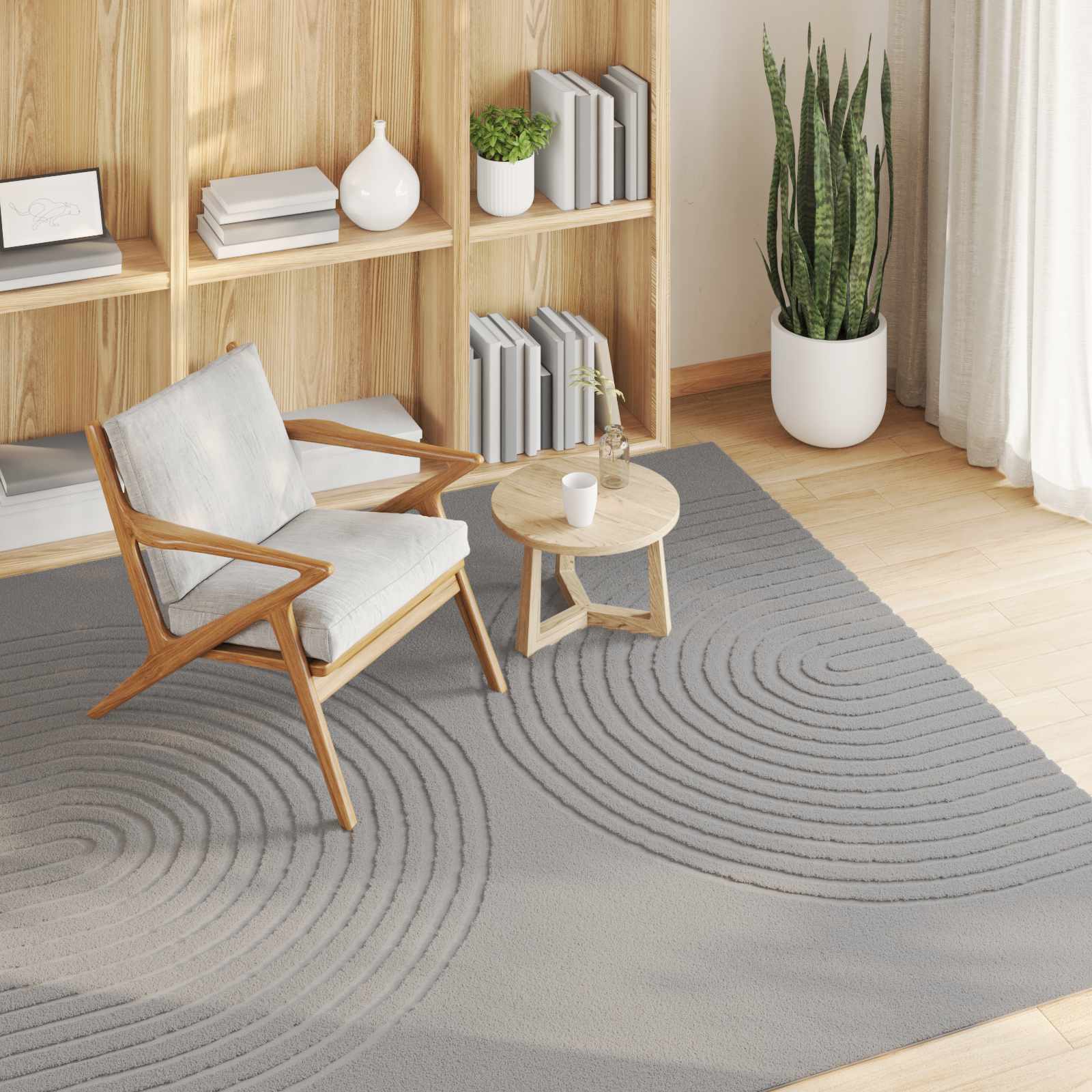 Bereichsteppiche Quadratisch GALATI Grau 120 x 120 cm Polyester