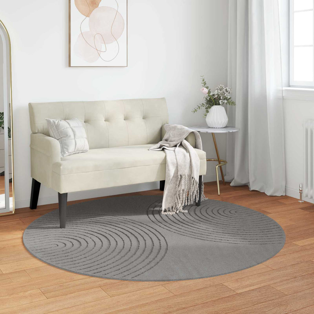 Bereichsteppiche Rund GALATI Grau Ø 160 CM Polyester