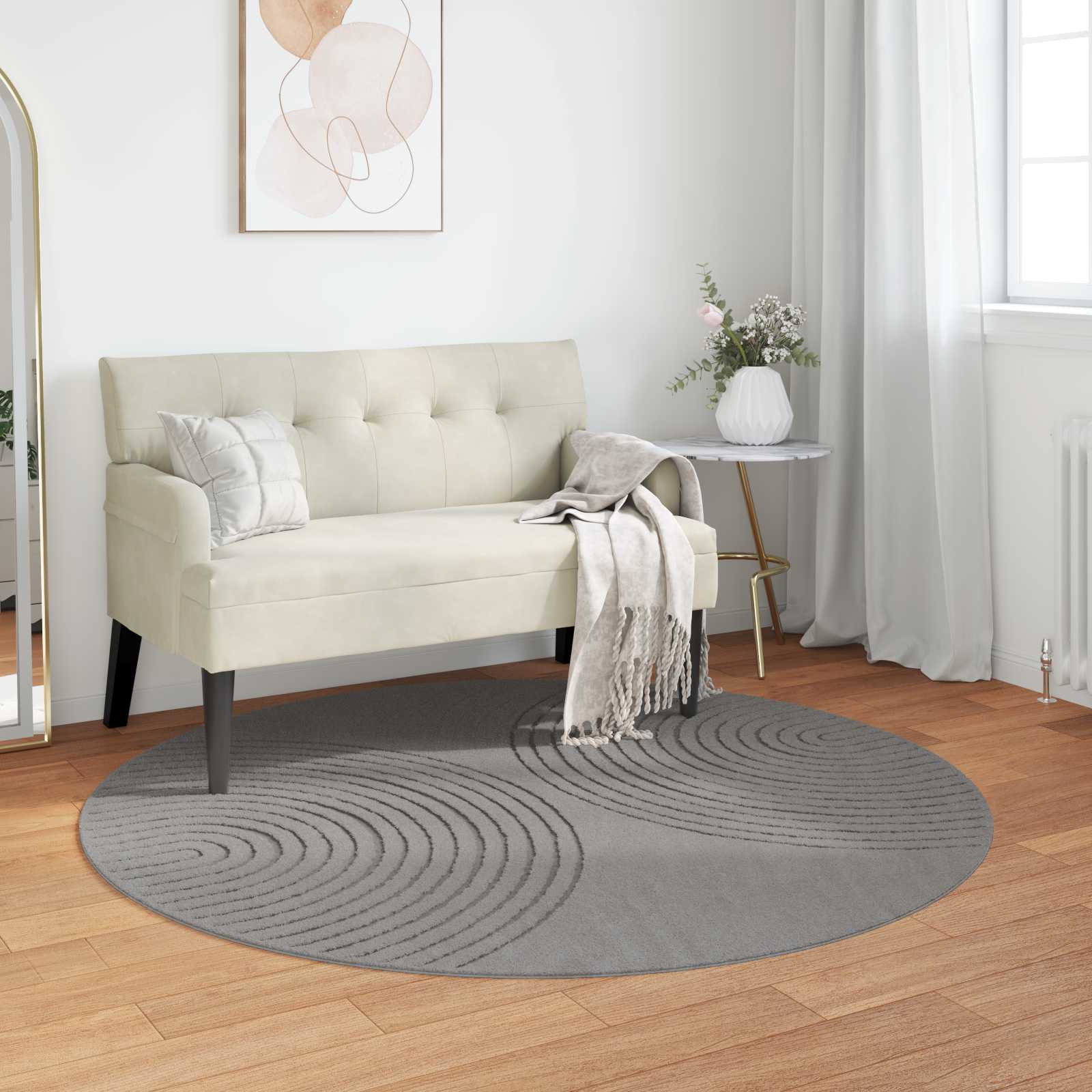 Bereichsteppiche Rund GALATI Grau Ø 160 CM Polyester