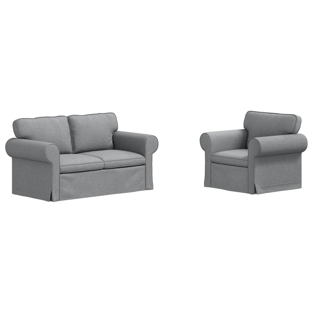 Sofa Set 2 pcs Hellgrau 155 x 82 x 80 cm Stoff